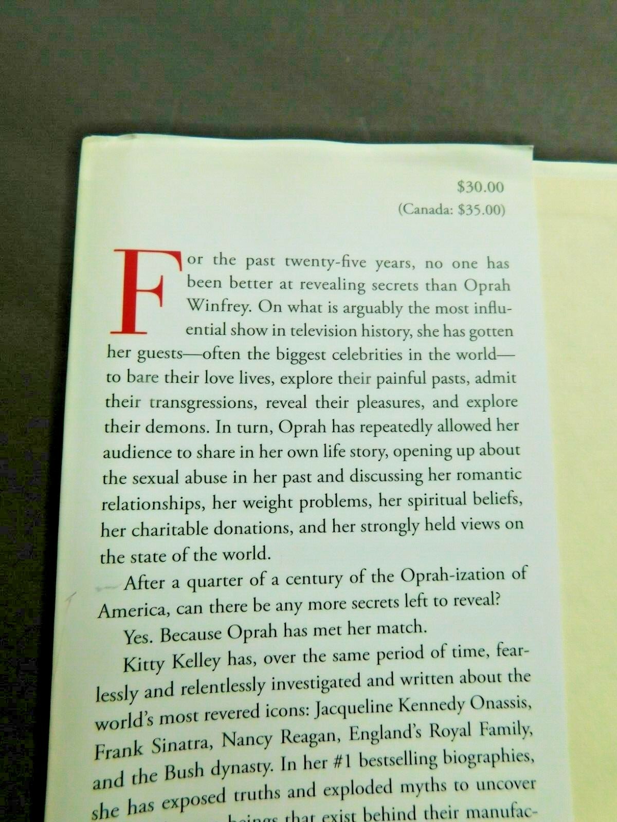 OPRAH Winfrey biography by Kitty Kelley 524 pages hardcover unread 1st ed HCDJ