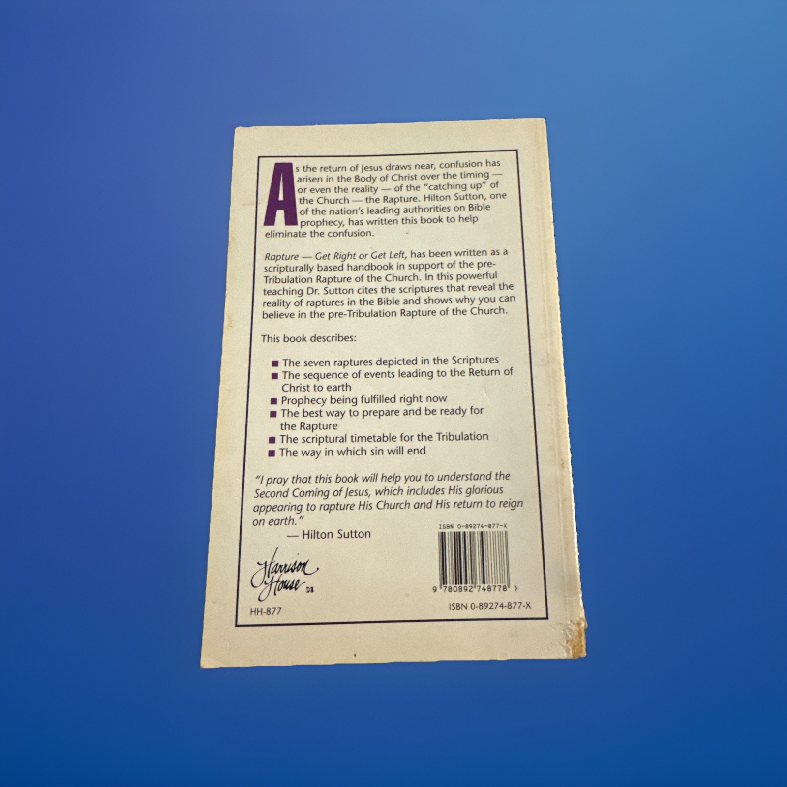 RAPTURE – GET RIGHT OR GET LEFT By Hilton Sutton – Paperback Book