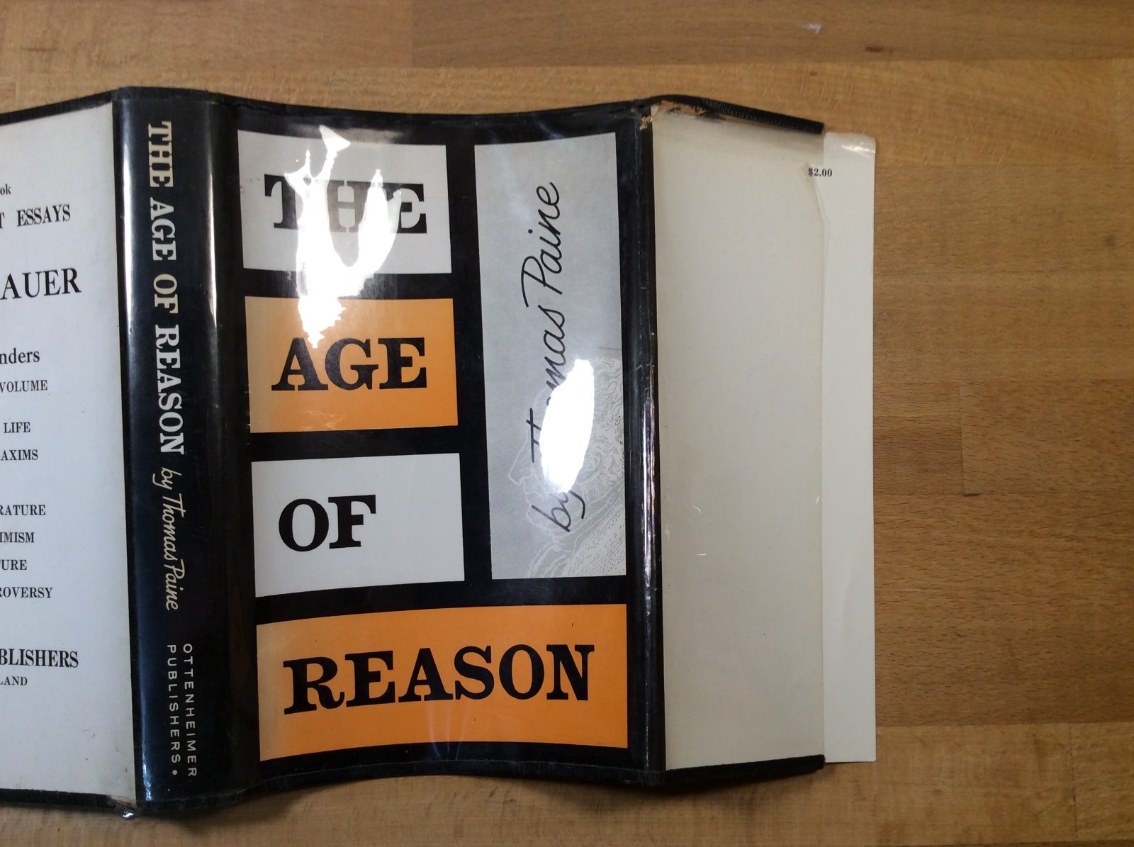 The Age of Reason, Thomas Paine, Ottenheimer Publishers Hardcover w/ Dust Jacket