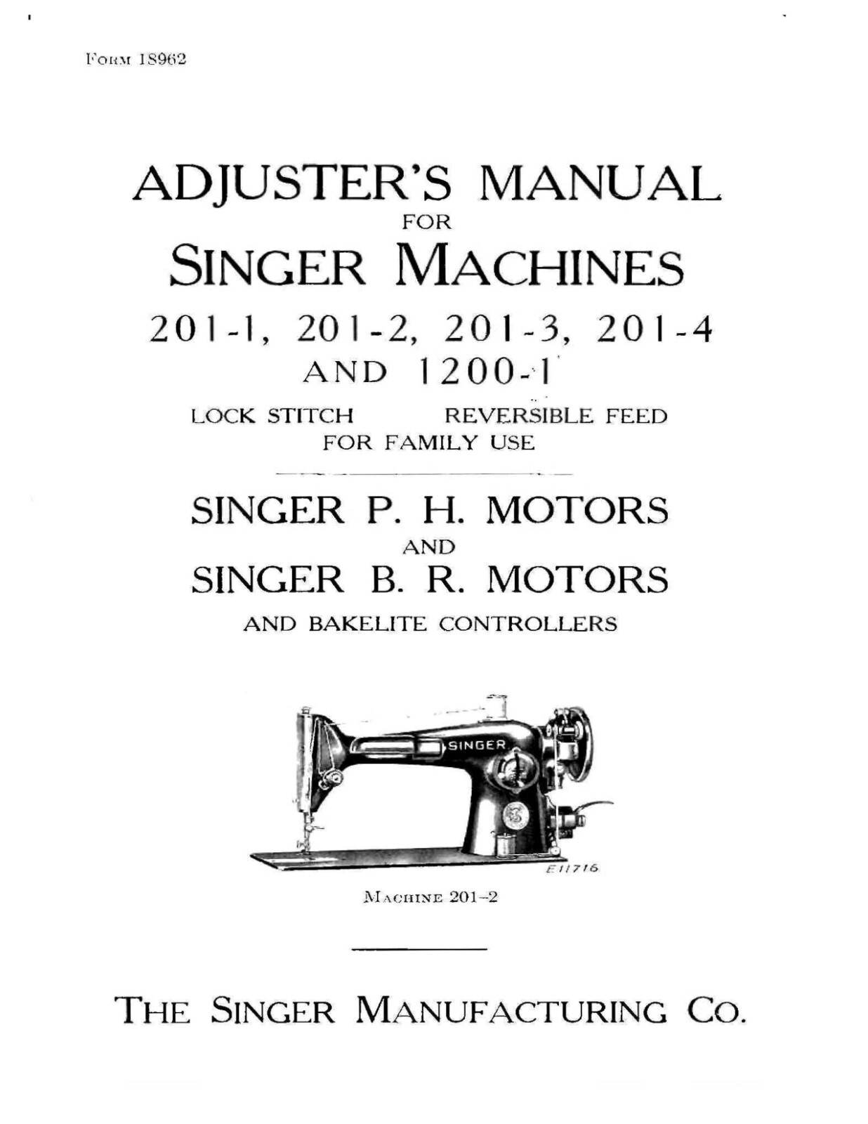 Singer Sewing Machine 201-1 Adjuster’s Manual „1936“ (54 Page)