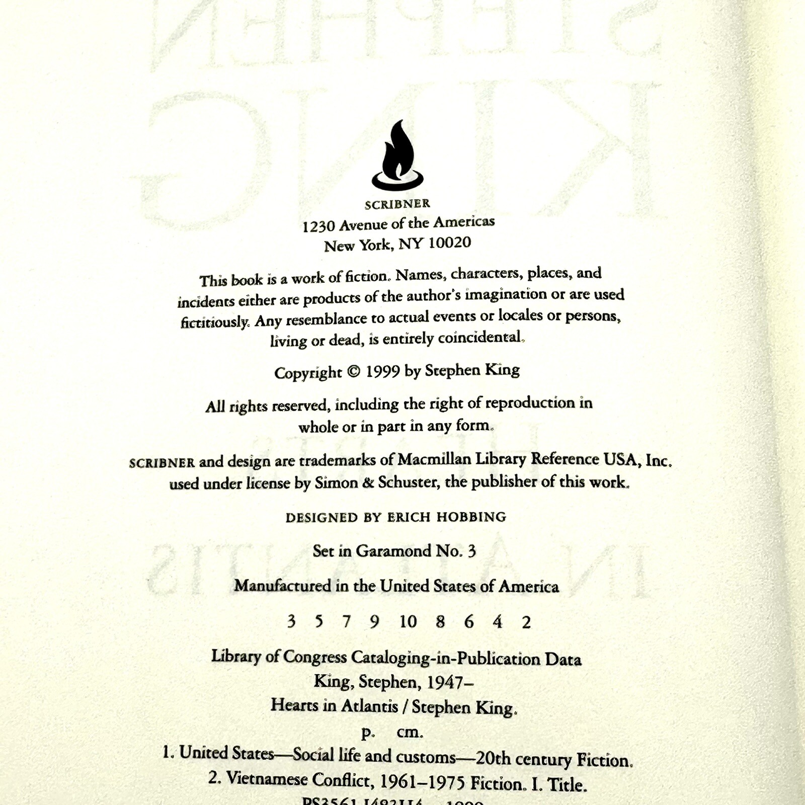 Stephen King HEARTS IN ATLANTIS 1999 1st Edition 3rd Print Hardcover Book w/DJ