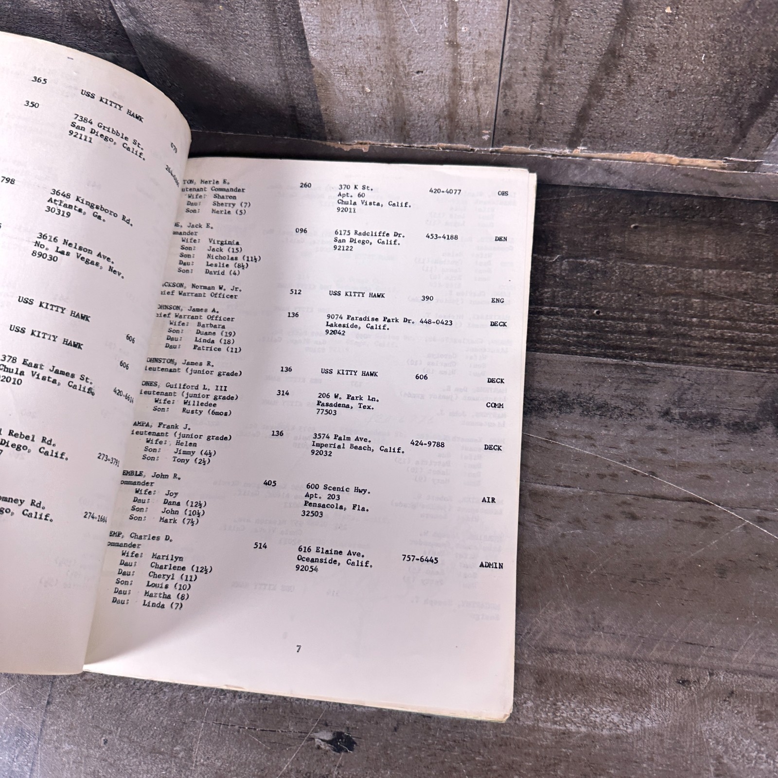 USS Kitty Hawk (CVA-63) Social Roster June 1969 Paperbook Navy Military