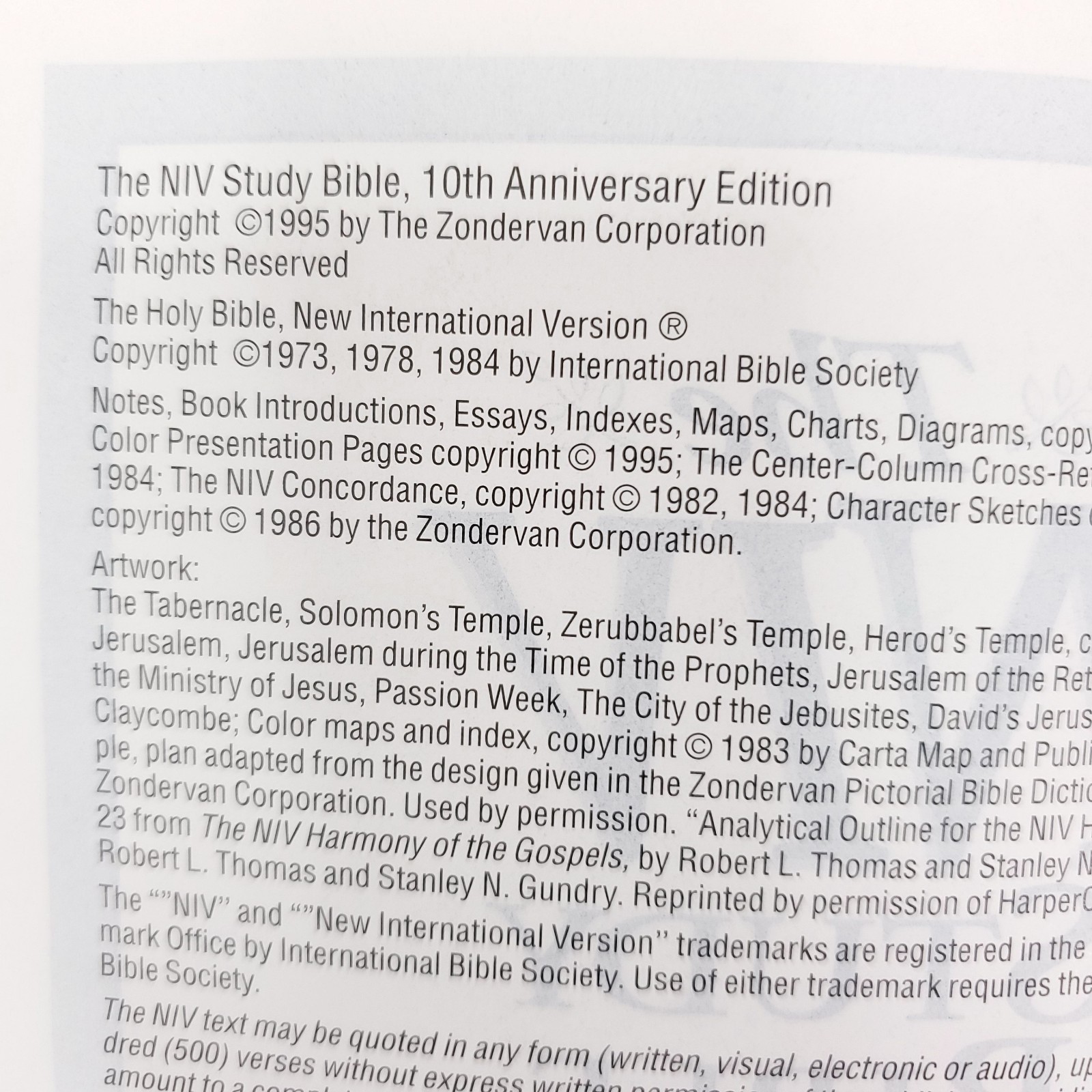 Zondervan The NIV Study Bible 10th Anniversary Edition 1995 Red Letter, Leather