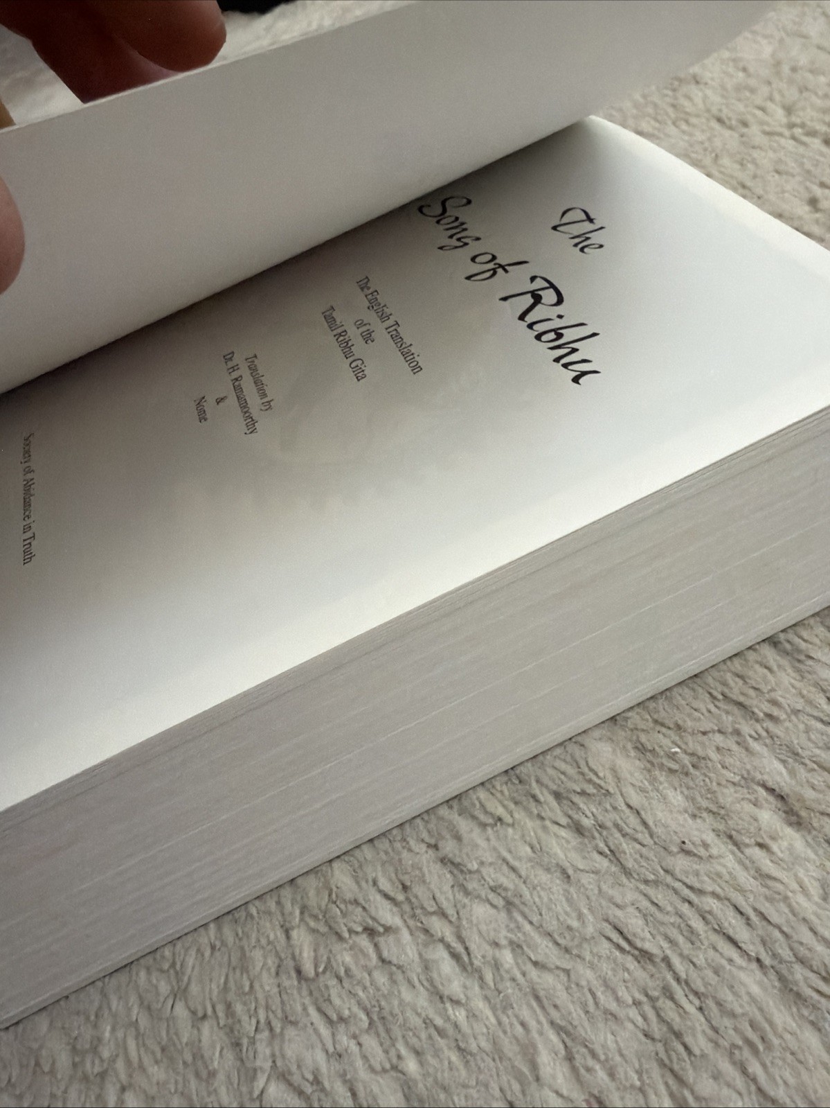 THE SONG OF RIBHU: TRANSLATED FROM THE ORIGINAL TAMIL By H. Ramamoorthy & Nome
