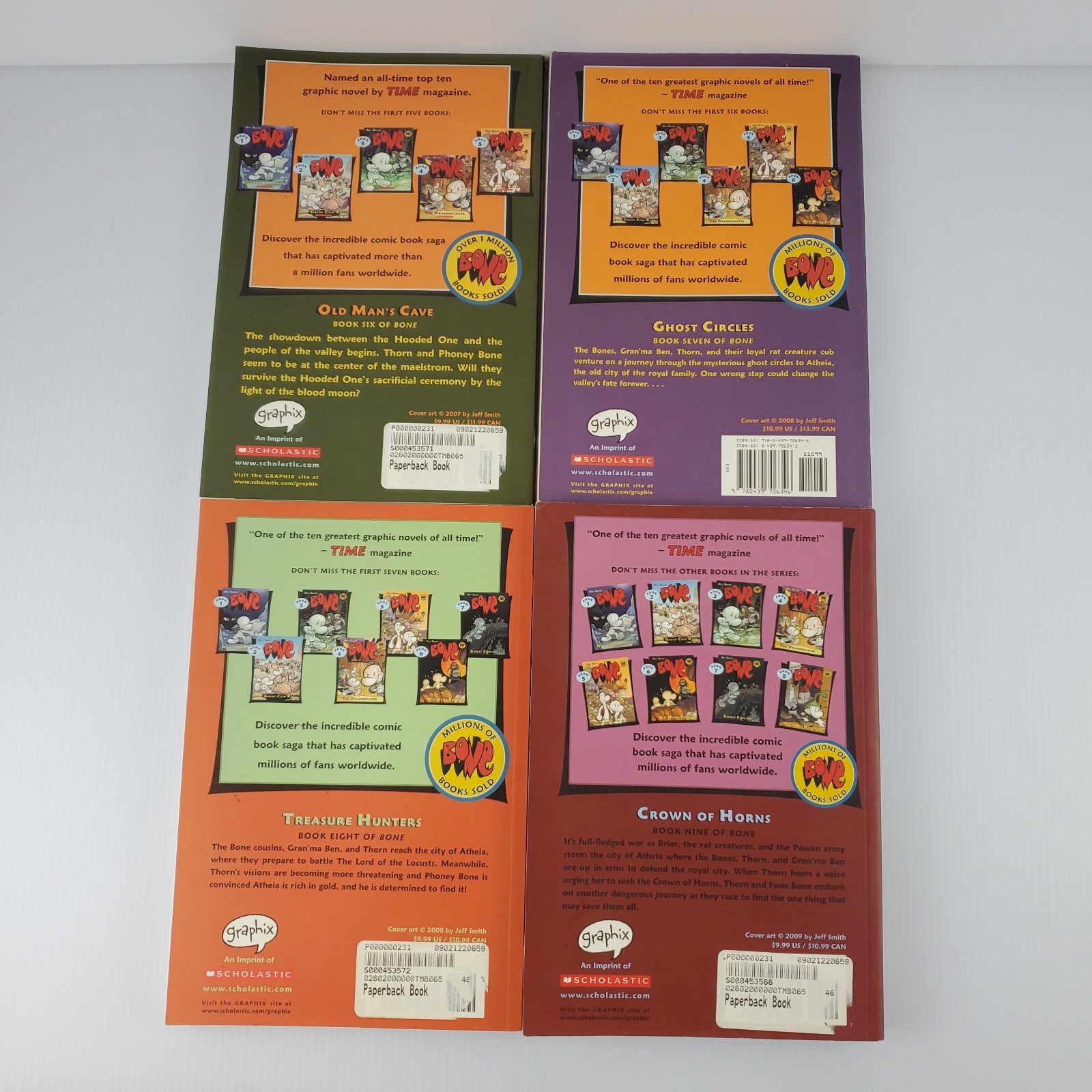Jeff Smith Volumes 1-9 Bone Comic Series Graphix Scholastic Books Lot Graphic