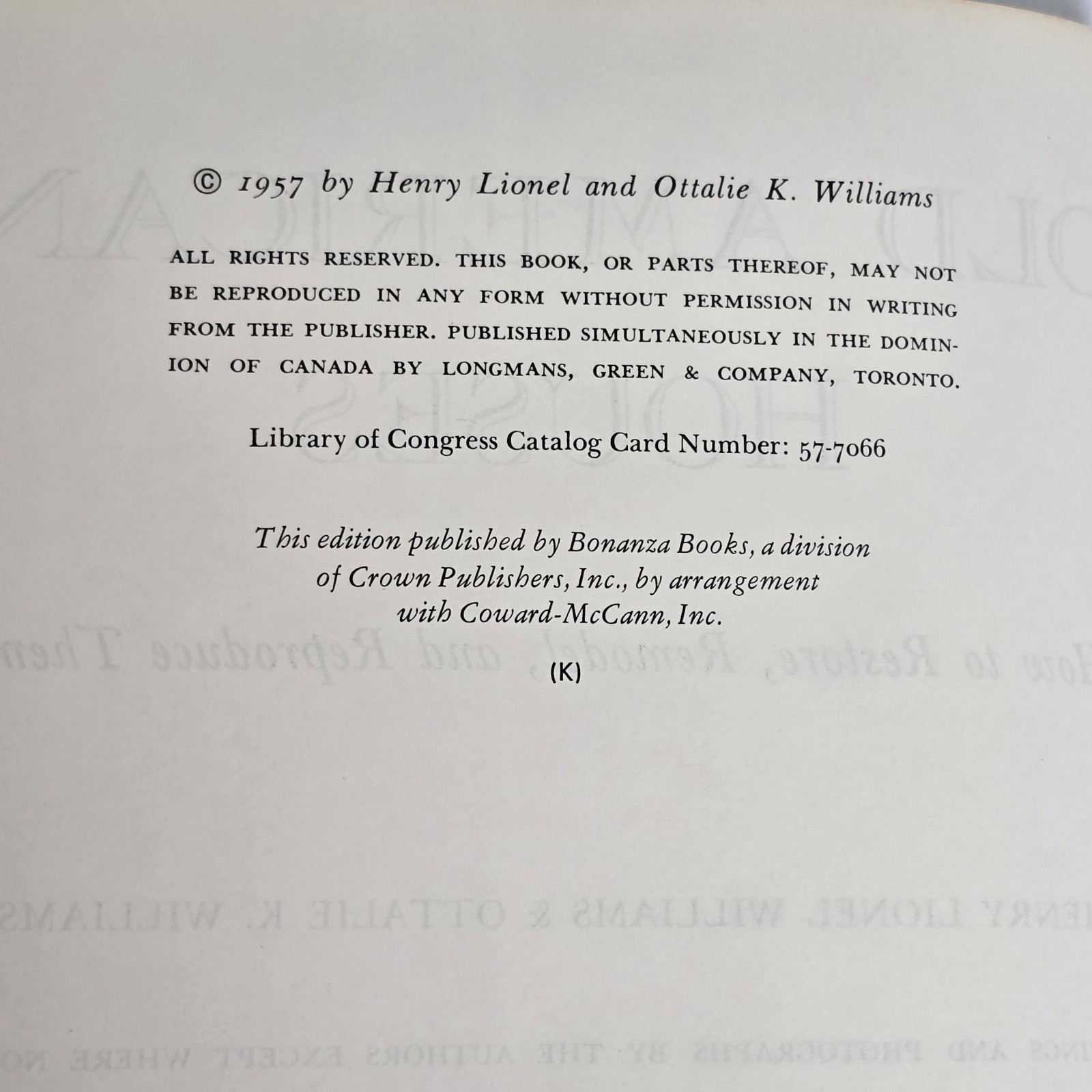 Old American Houses 1700-1850 Restore Remodel Reproduce Williams VTG HC DJ 1957