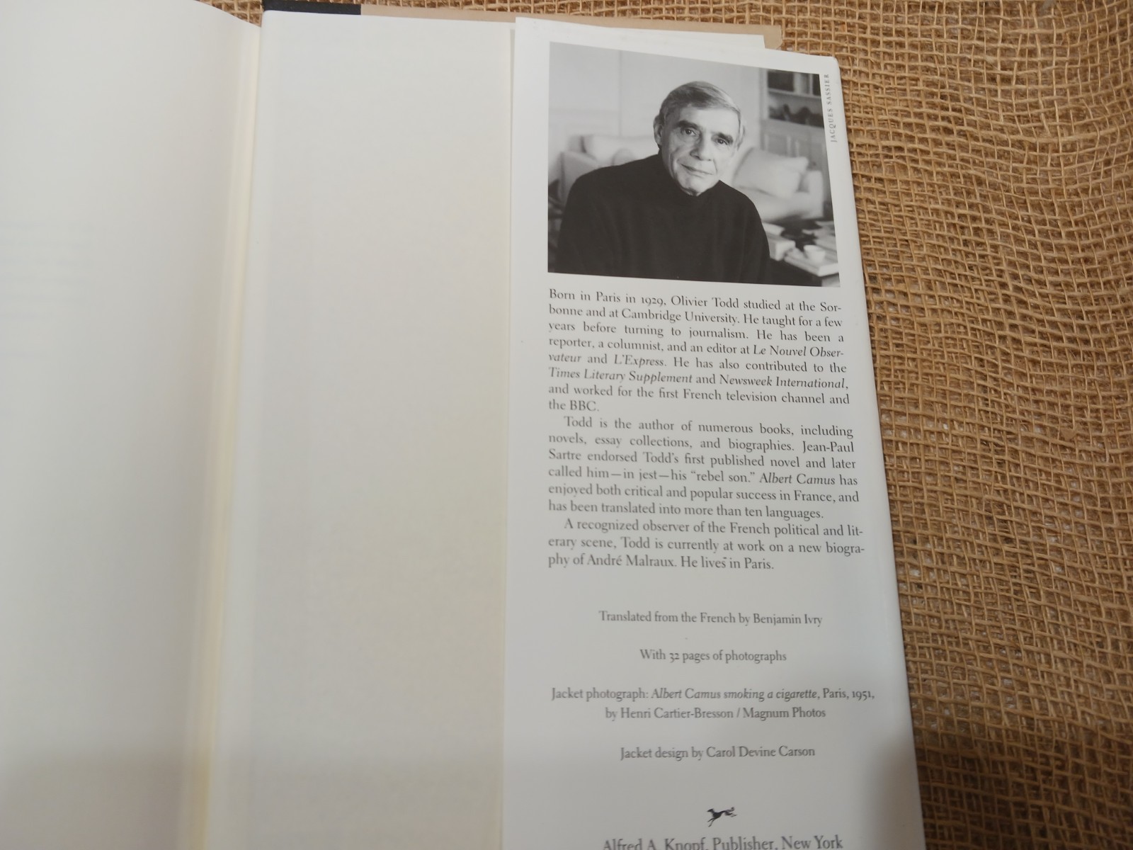Albert Camus : A Life Hardcover Olivier Todd; HC/DJ/VG; 1st US edition