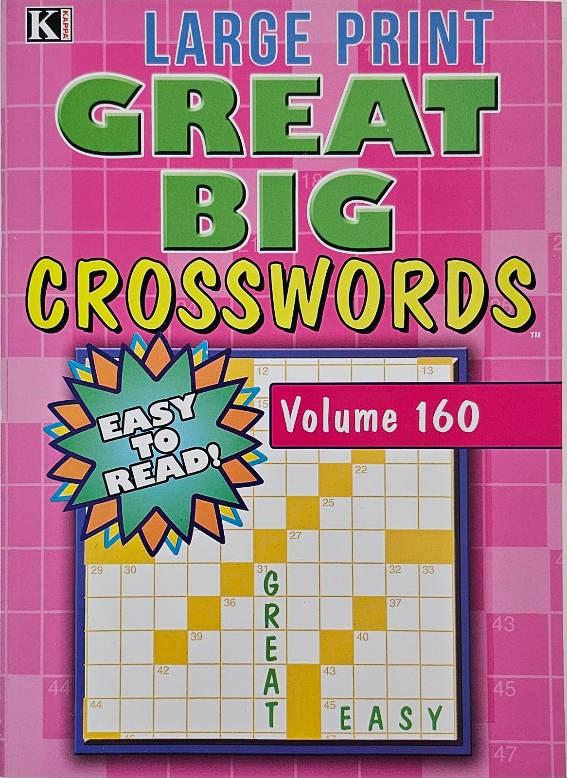 New 4 Large Print Great Big Crosswords Kappa Puzzle Books Vol#159-164 Fun Hobby
