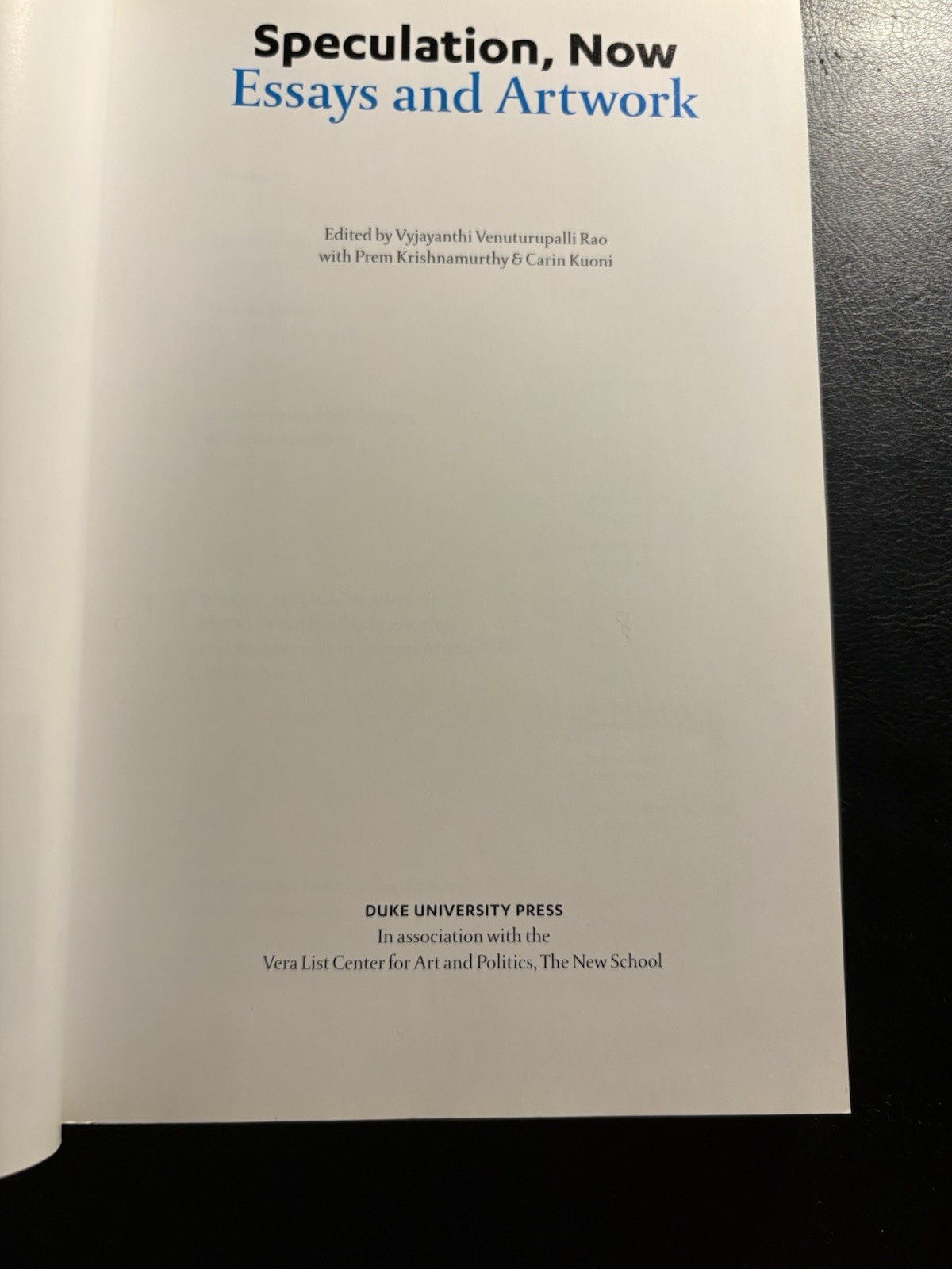 Speculation Now Essays Artwork Rao Duke University Press PB 2014 Art Theory
