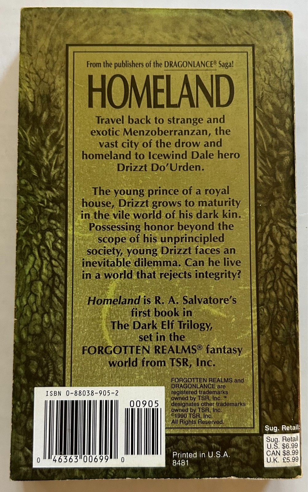 The Dark Elf Trilogy – Forgotten Realms – TSR, Inc. – R.A. Salvatore