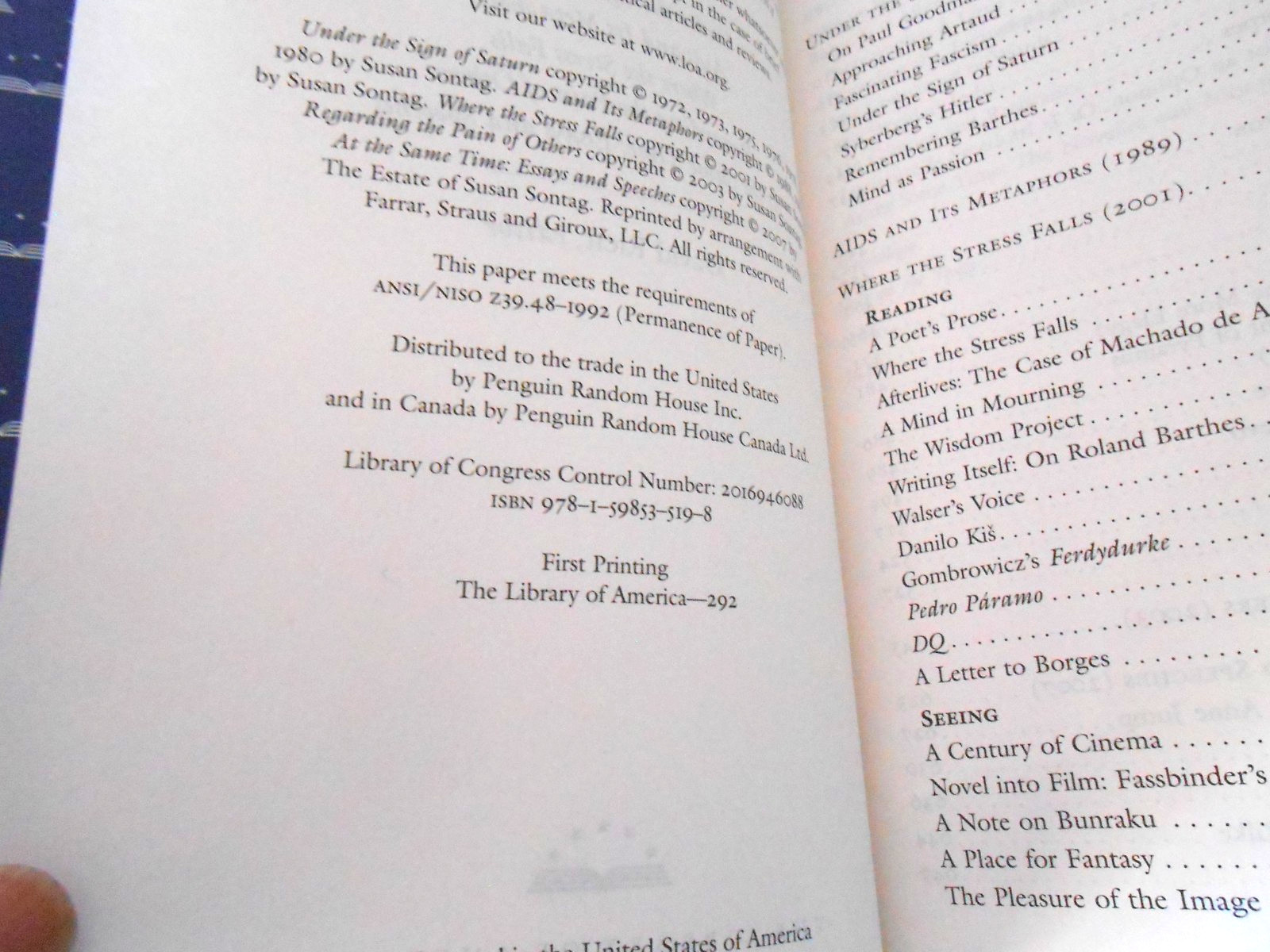 Library Of America SUSAN SONTAG 2 Vol Set 1st printings inserts – HC/SC LN