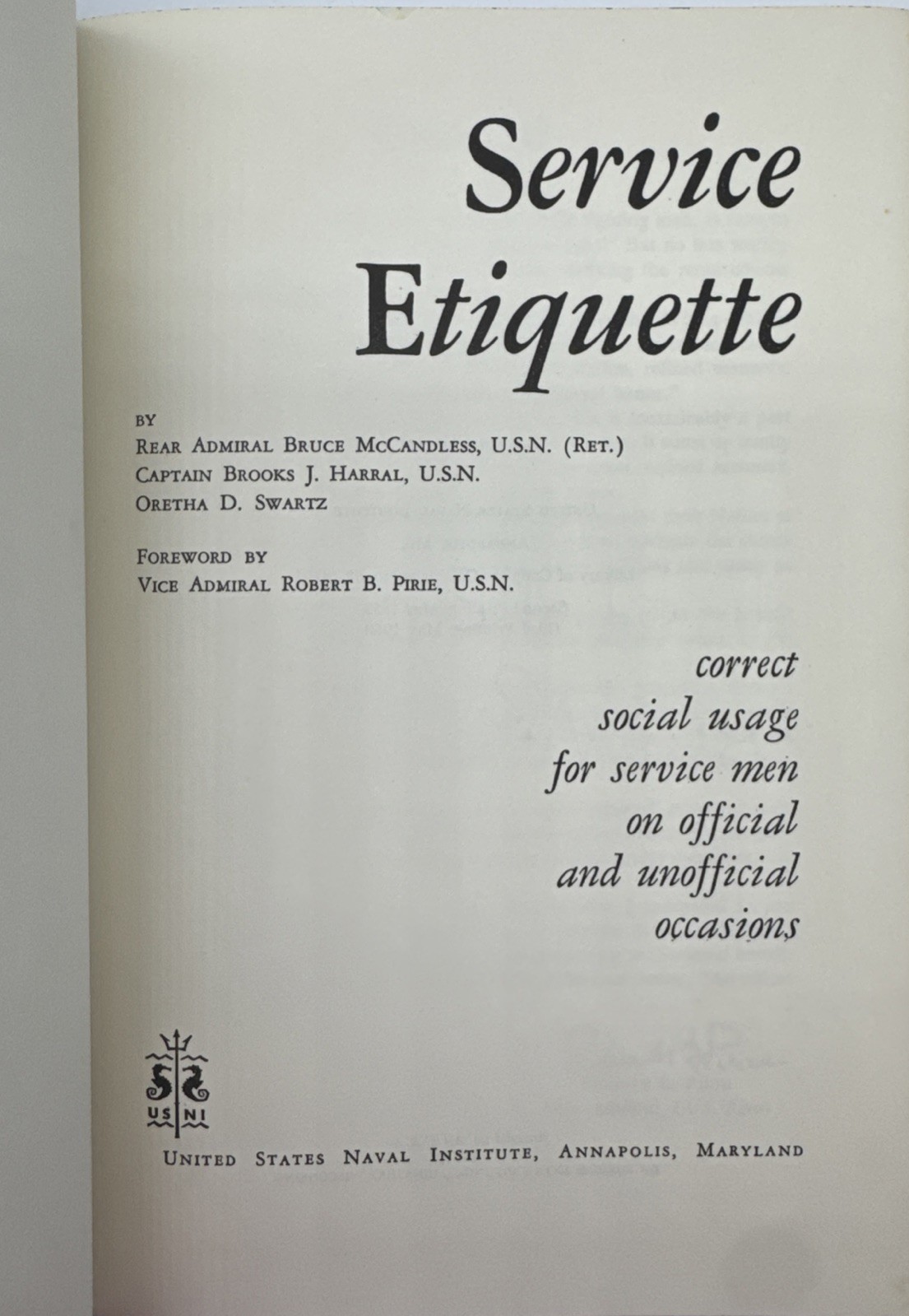 1959 Navy Service Etiquette by Bruce McCandless US Naval Institute