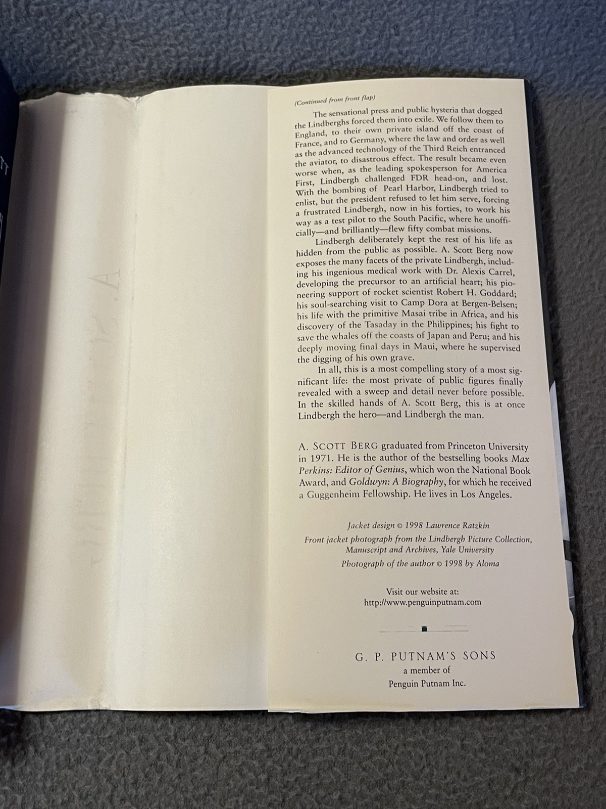 Lindbergh A. Scott Berg 1998 First Edition 1st Printing HardCover DustJacket LNC