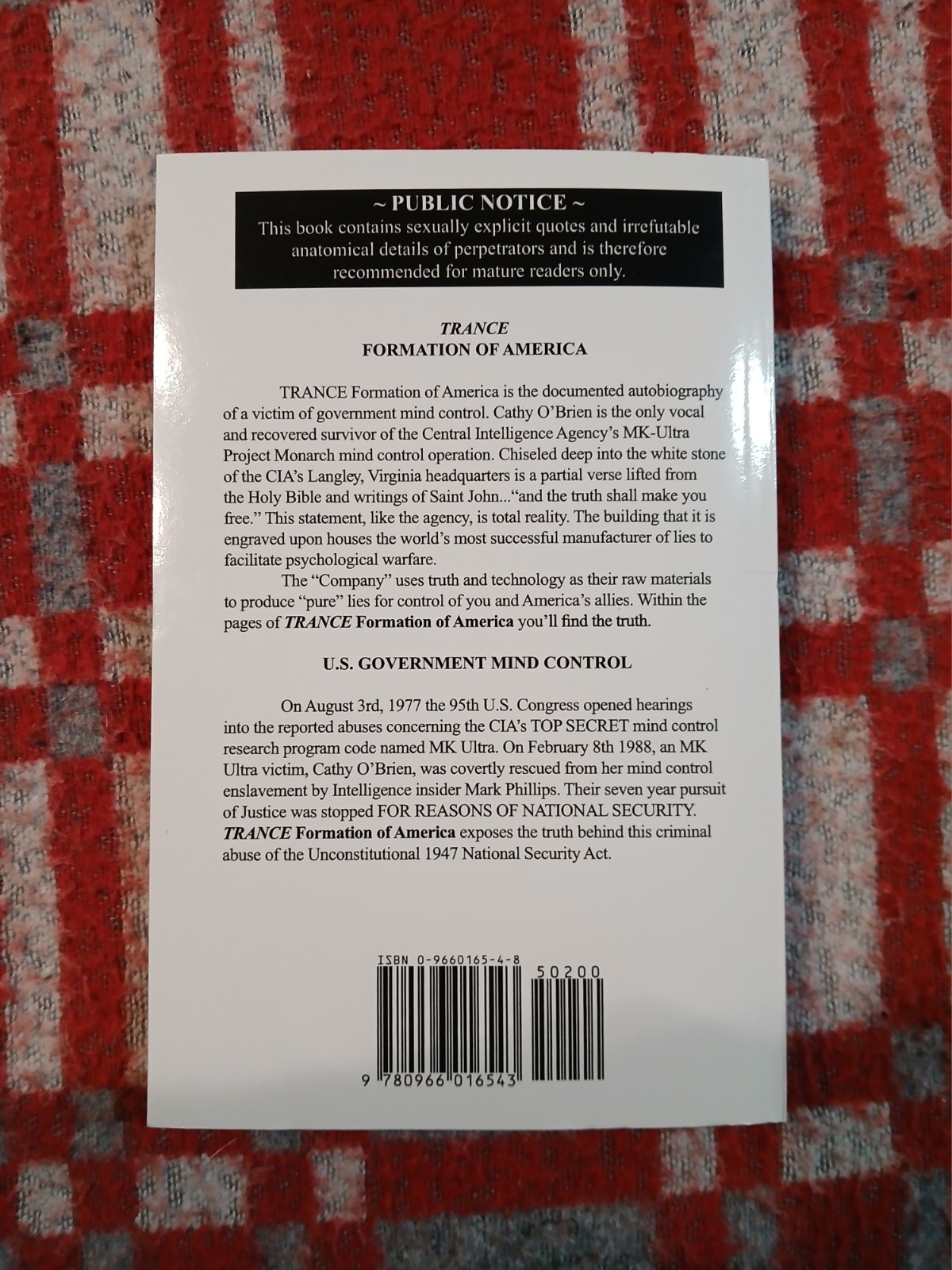 Trance: Formation of America by Cathy O’Brien, plus 3 other books