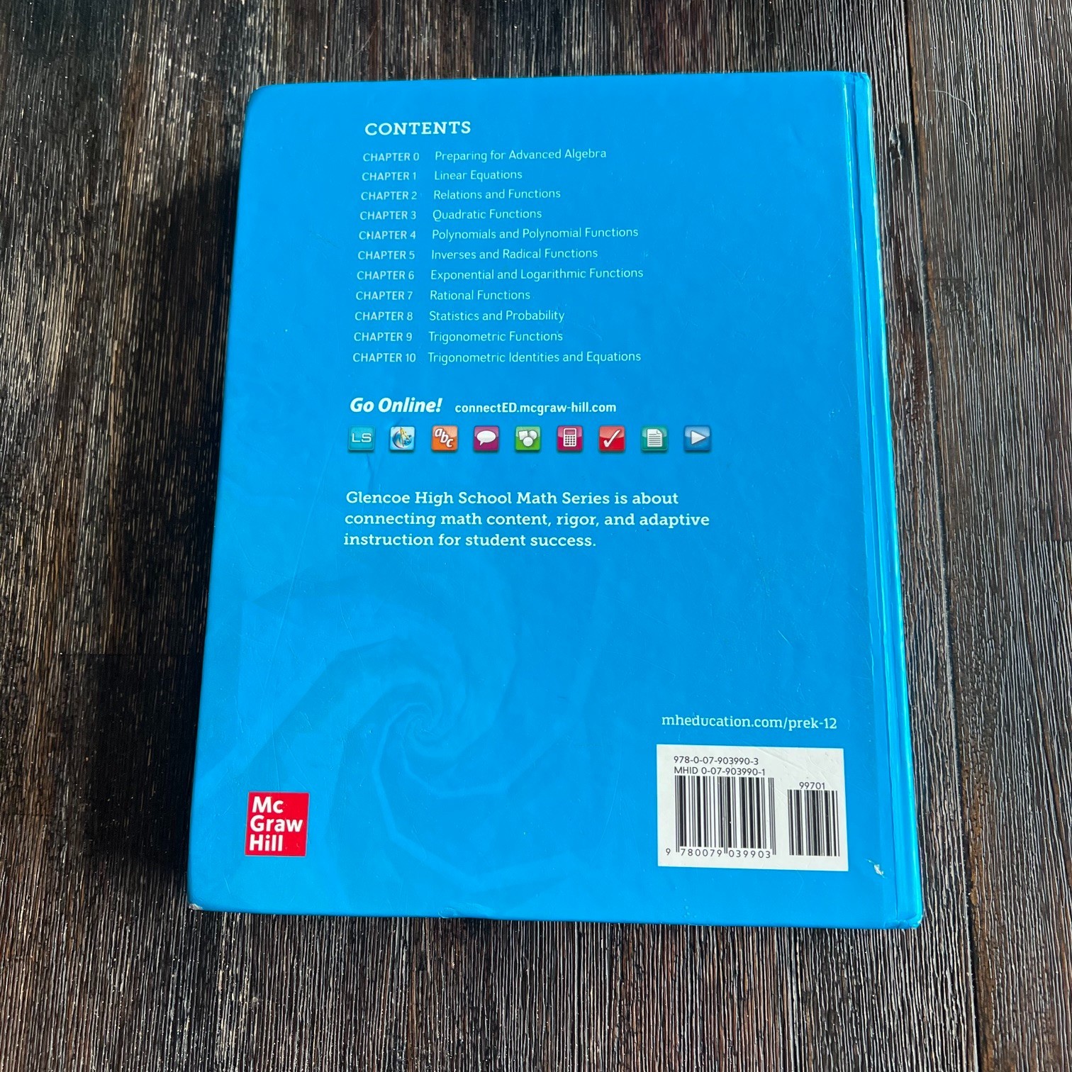 Algebra 2 II Student Edition Glencoe Hardcover High School Math Textbook