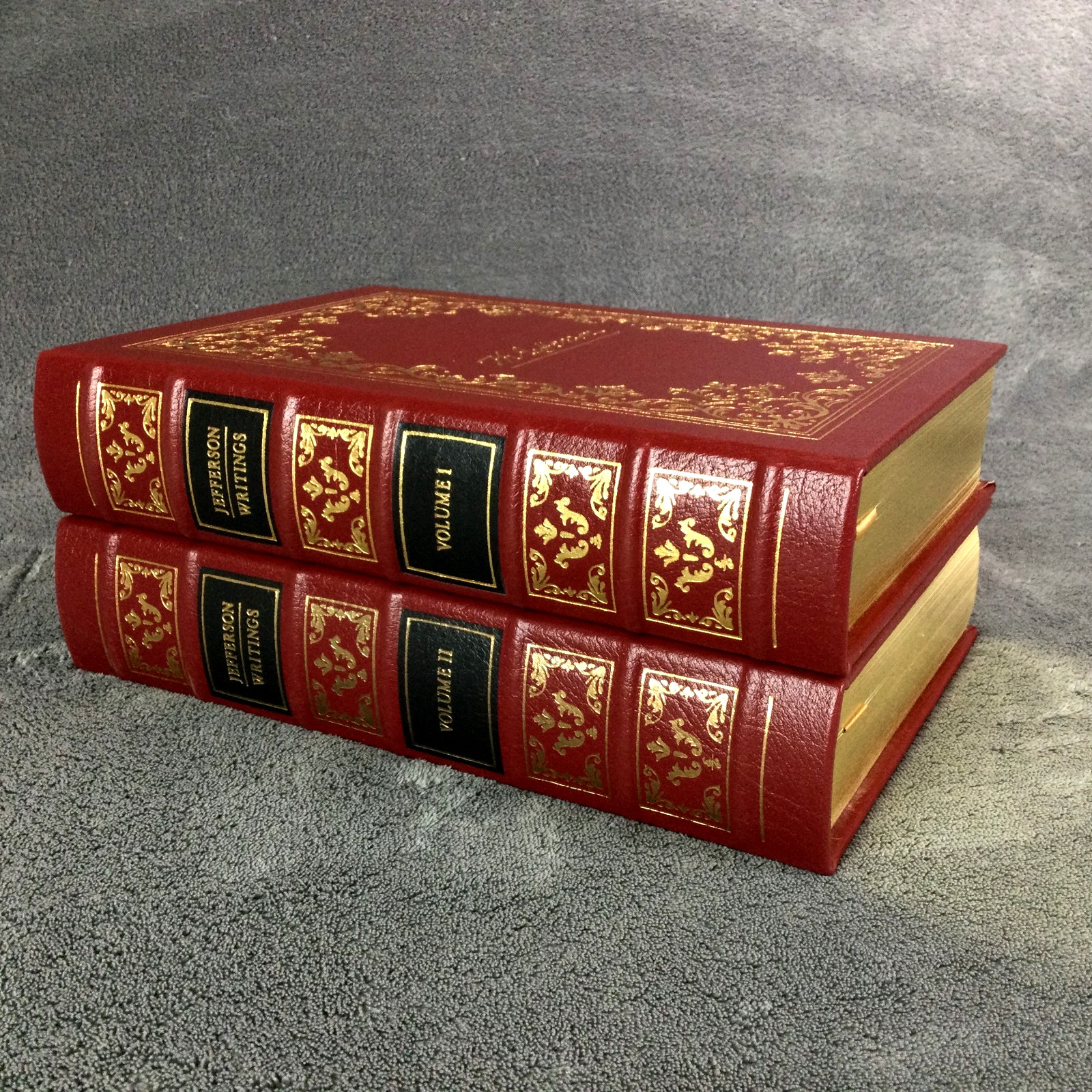 Thomas Jefferson Writings EASTON PRESS I & II Volumes 1 & 2 Red Leather Bound HC