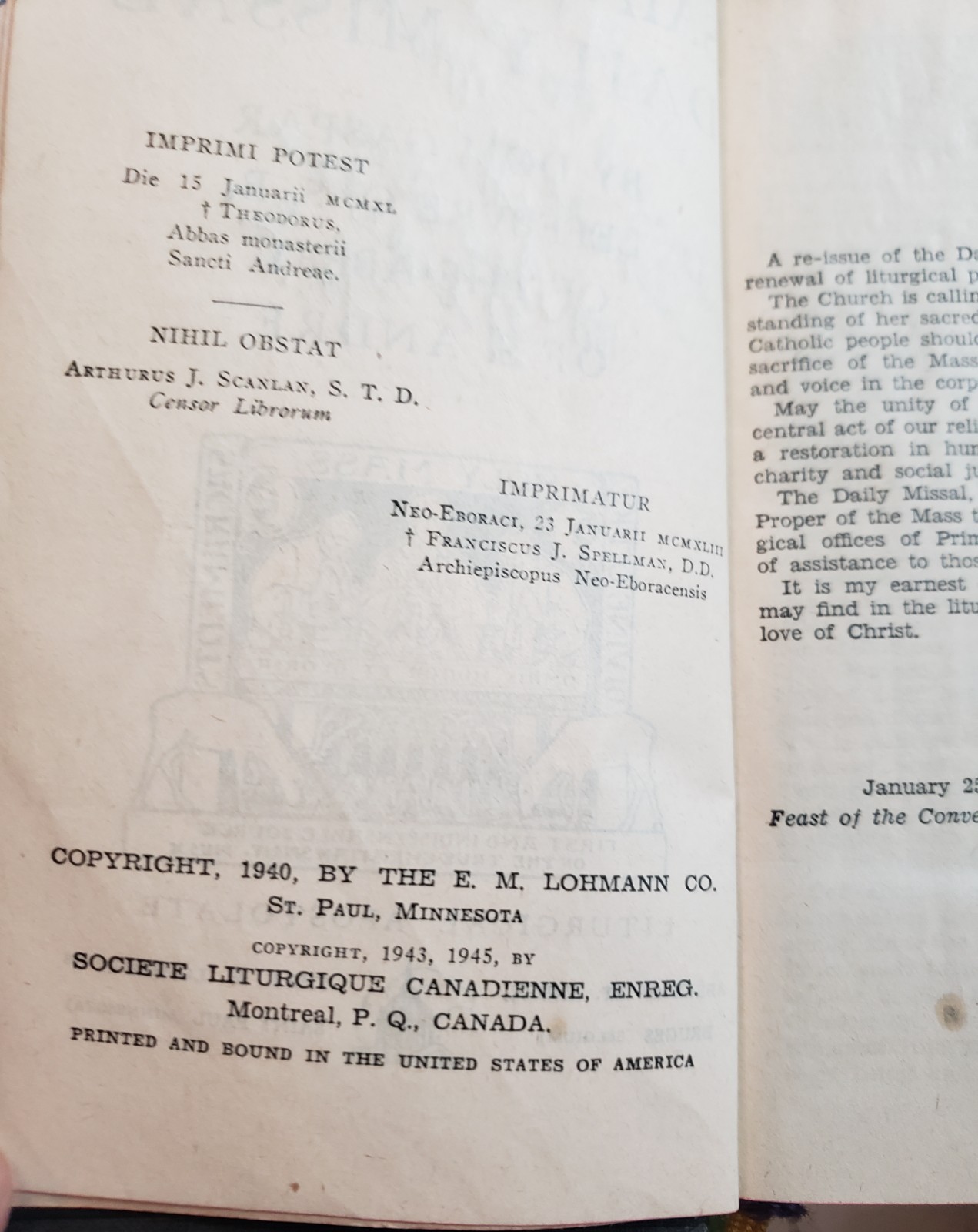 👀VINTAGE SAINT ANDREW DAILY MISSAL REGULAR EDITION 1945
