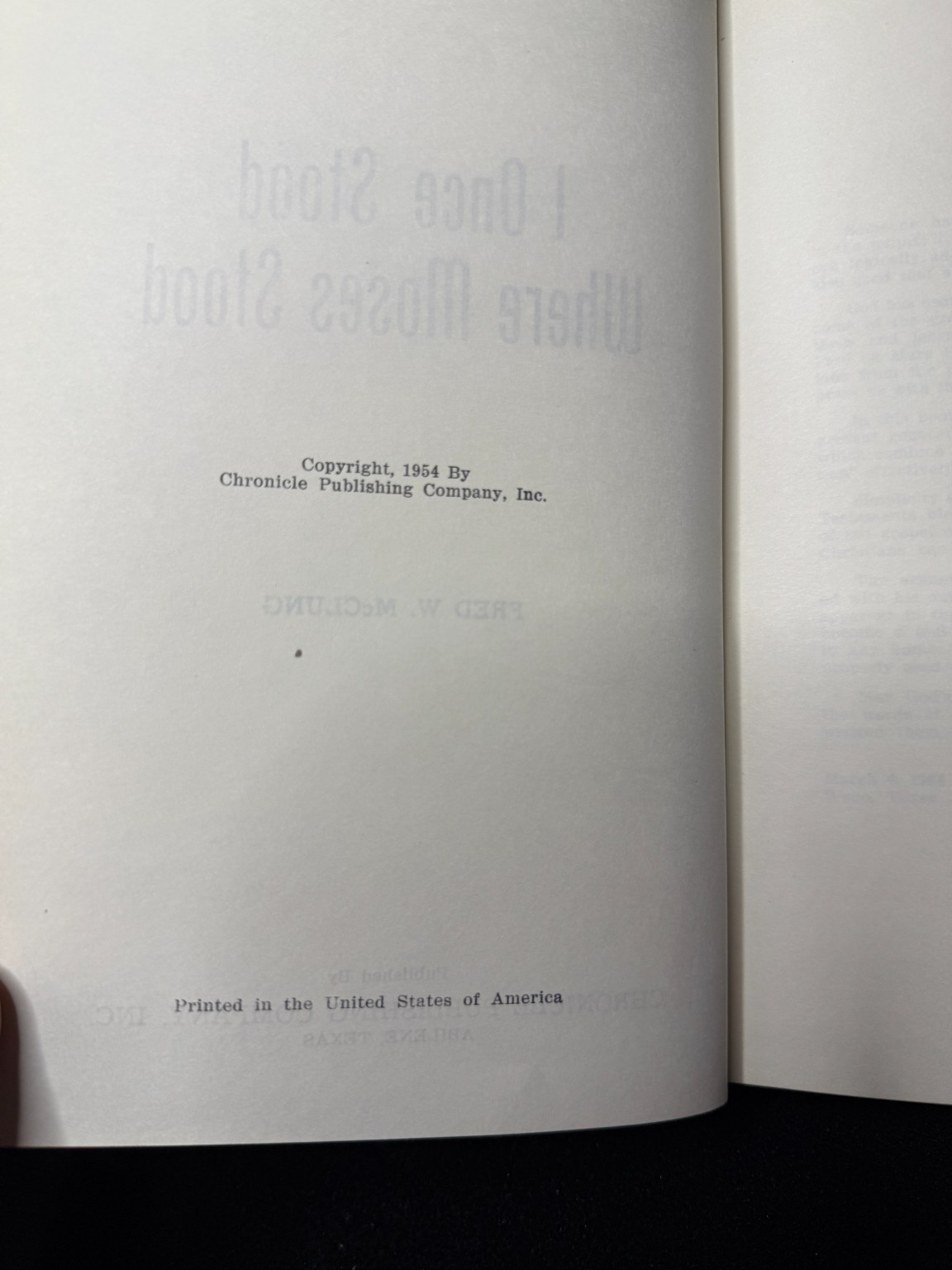 I Once Stood Where Moses Stood Fred McClung 1954 HC Church of Christ
