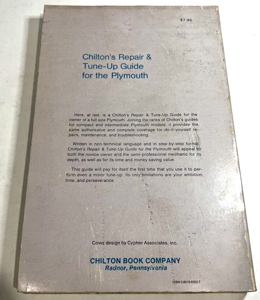 Chilton 6552 Plymouth 1968-76 Repair & Tune-Up Guide
