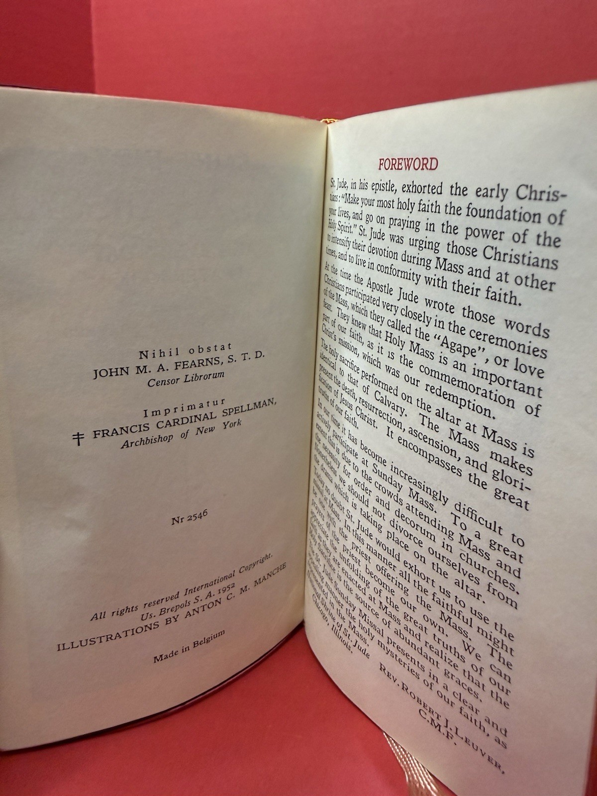 Catholic St Jude Sunday Missal Latin/English 1952 Prayerbook Nr2546 5.5″ x 3.75″
