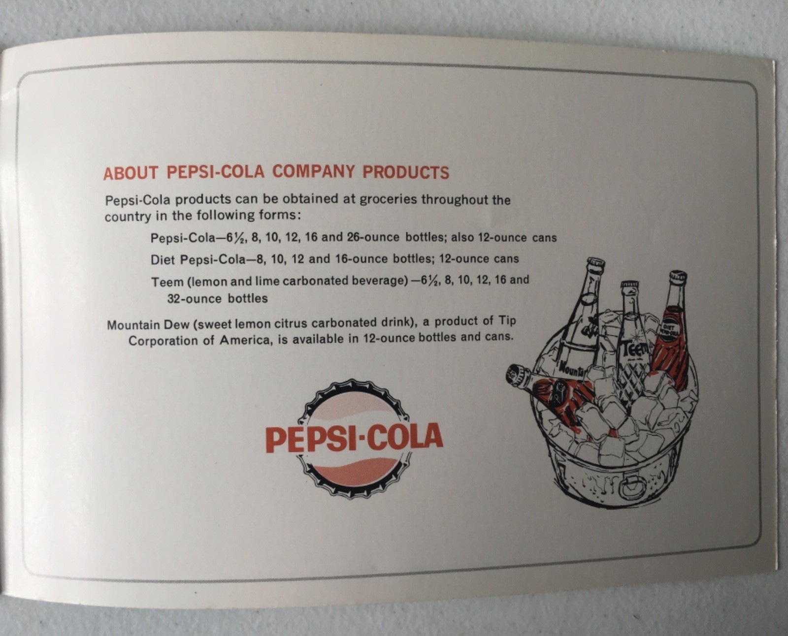 Vintage SANDWICH BOOK, BOOKLET 48 pages. Mid Century Drawings PEPSI, HANDWRAP