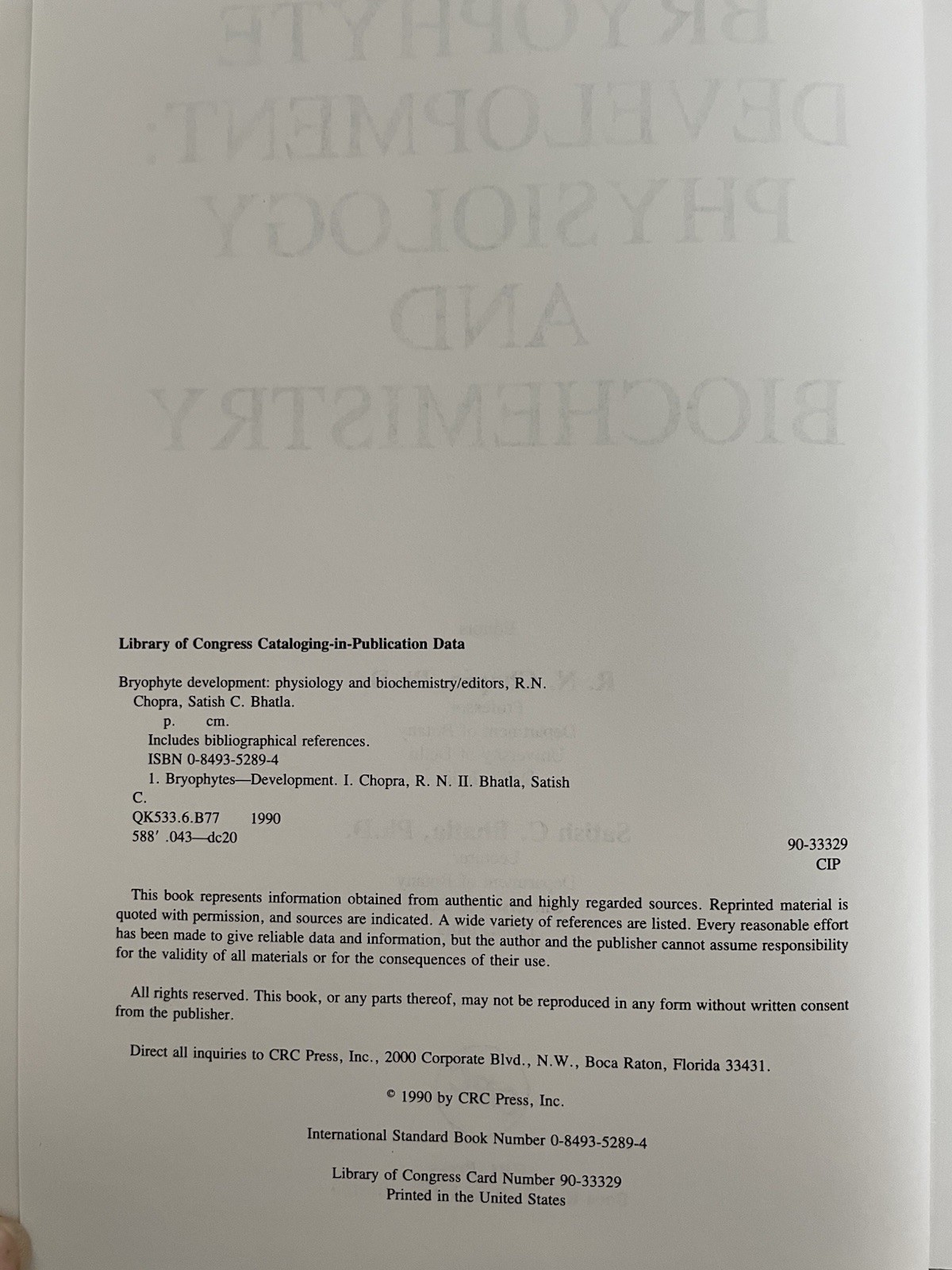 Bryophyte Development: Physiology and Biochemistry