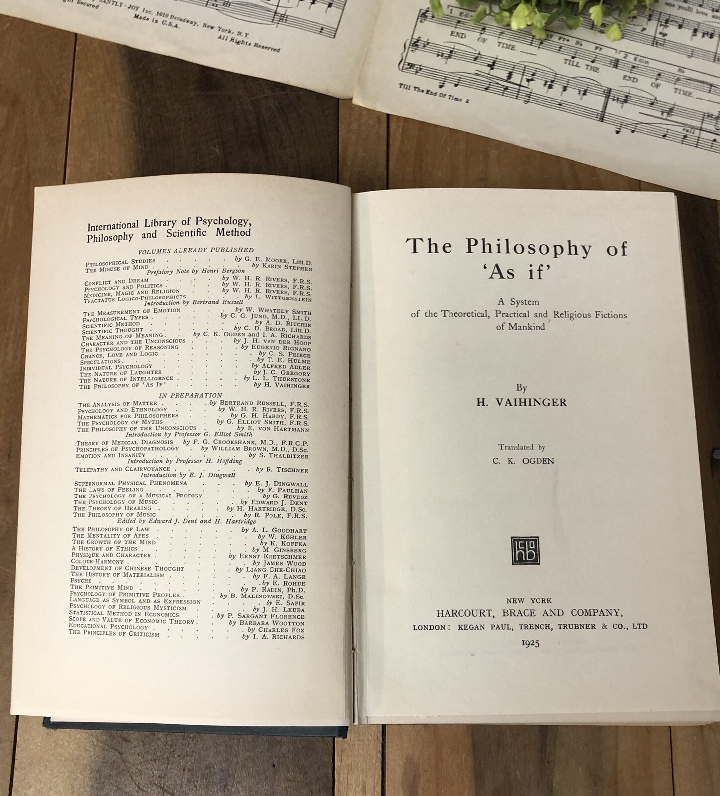 Vintage Psychology Book – Philosophy of As If – by Ogden 1920’s Positivism