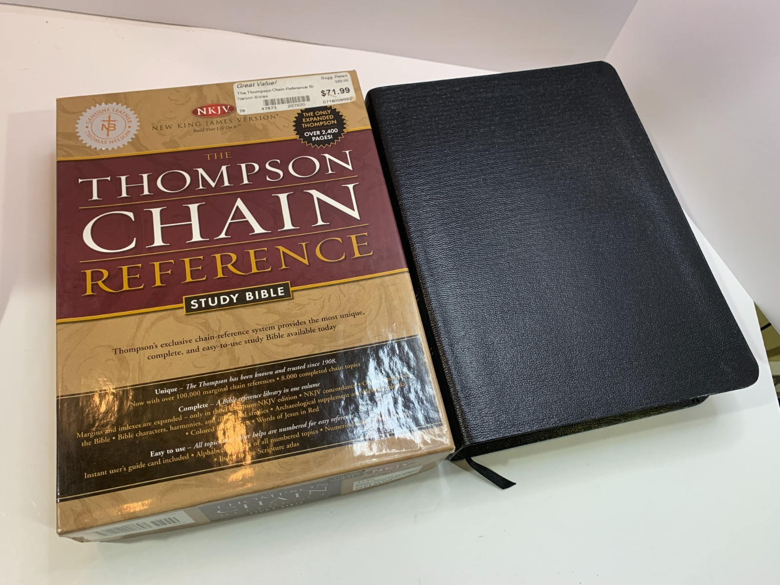 NKJV Thompson Chain Reference Bible Black Genuine Leather Nelson 3556 W/ Box