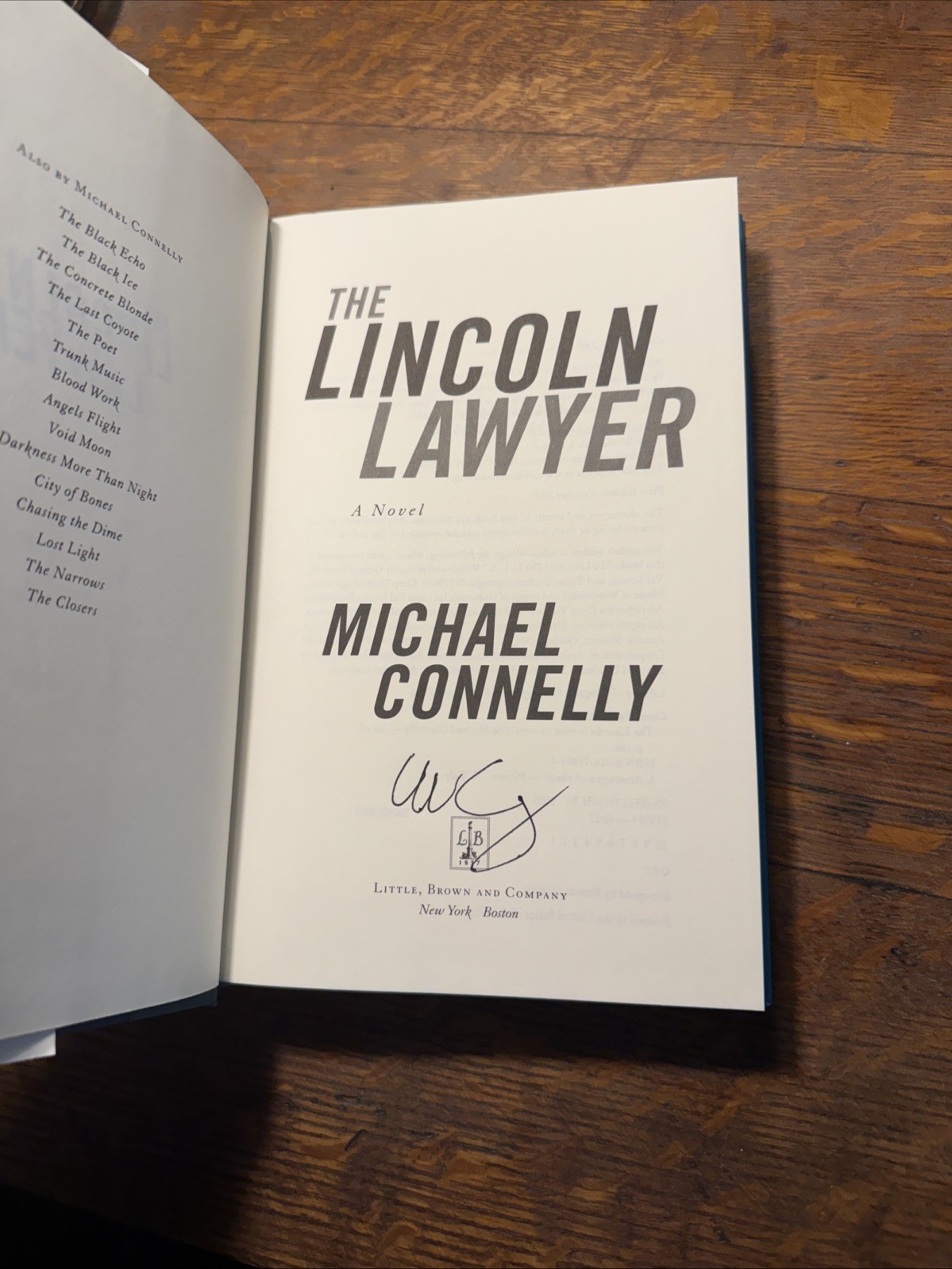 SIGNED Lincoln Lawyer by Michael Connelly 1st Print, 1st Edition 2005 Hardcover