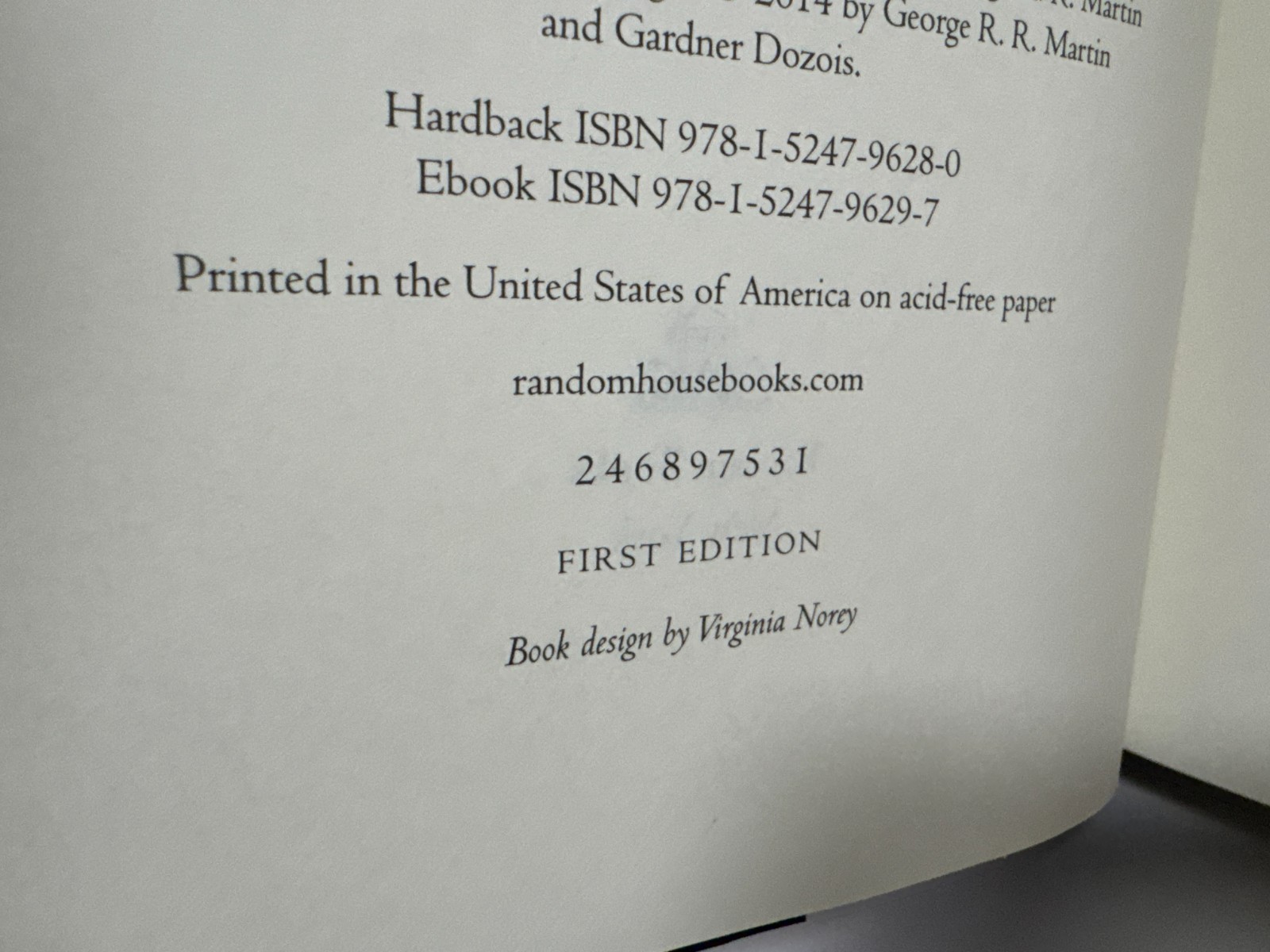 Fire & Blood George R R Martin First Edition/1st Printing Hardcover game thrones