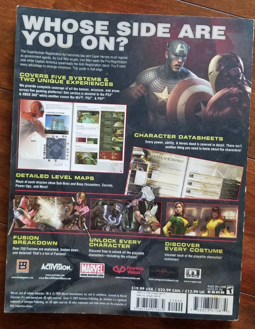 Marvel Ultimate Alliance 2 Brady Games Paperback For PS2-3 XBOX 360 301 PAGES