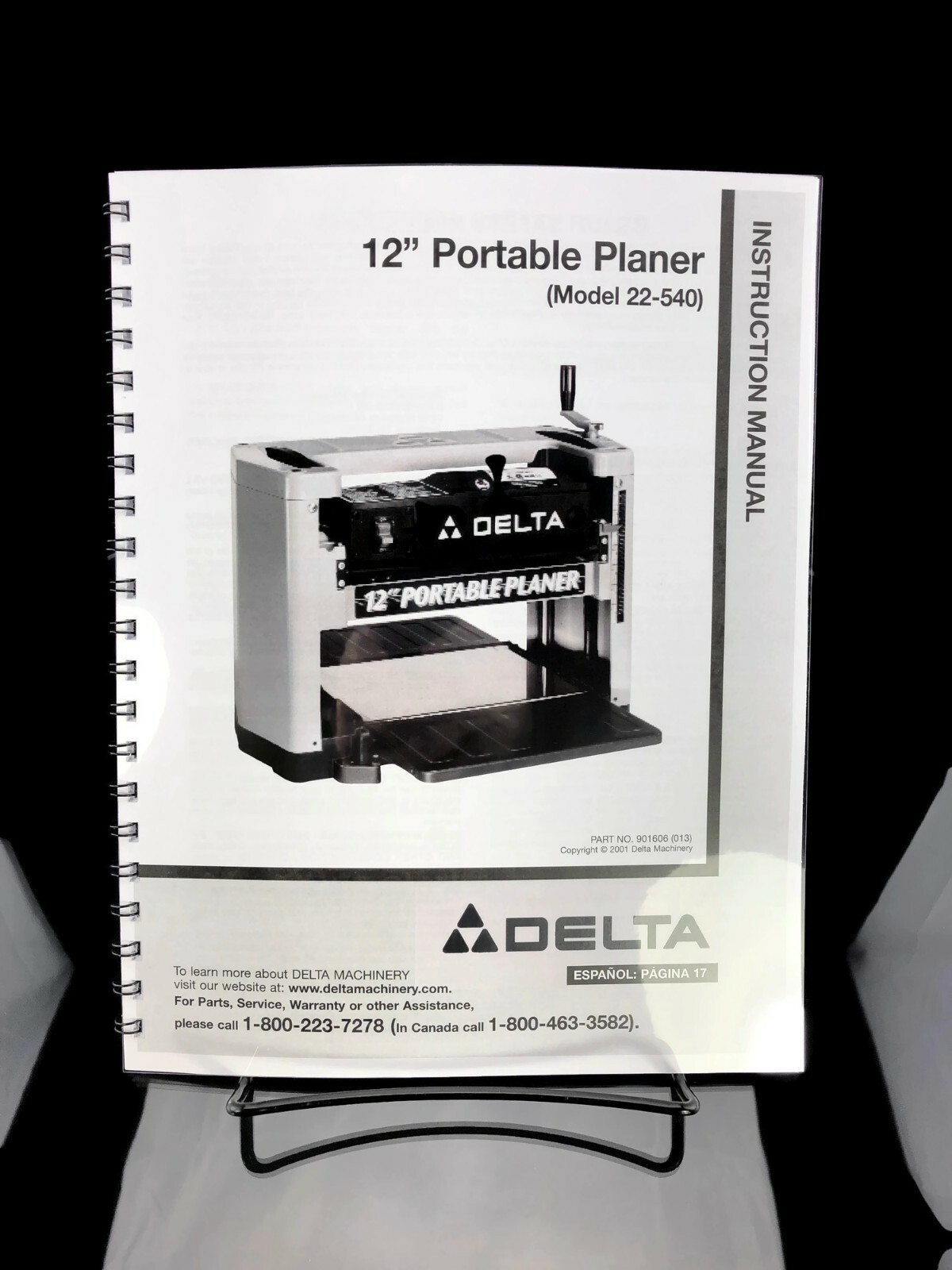 Delta 12″ Portable Planer 22-540 Instruction Manual SPIRAL BOUND