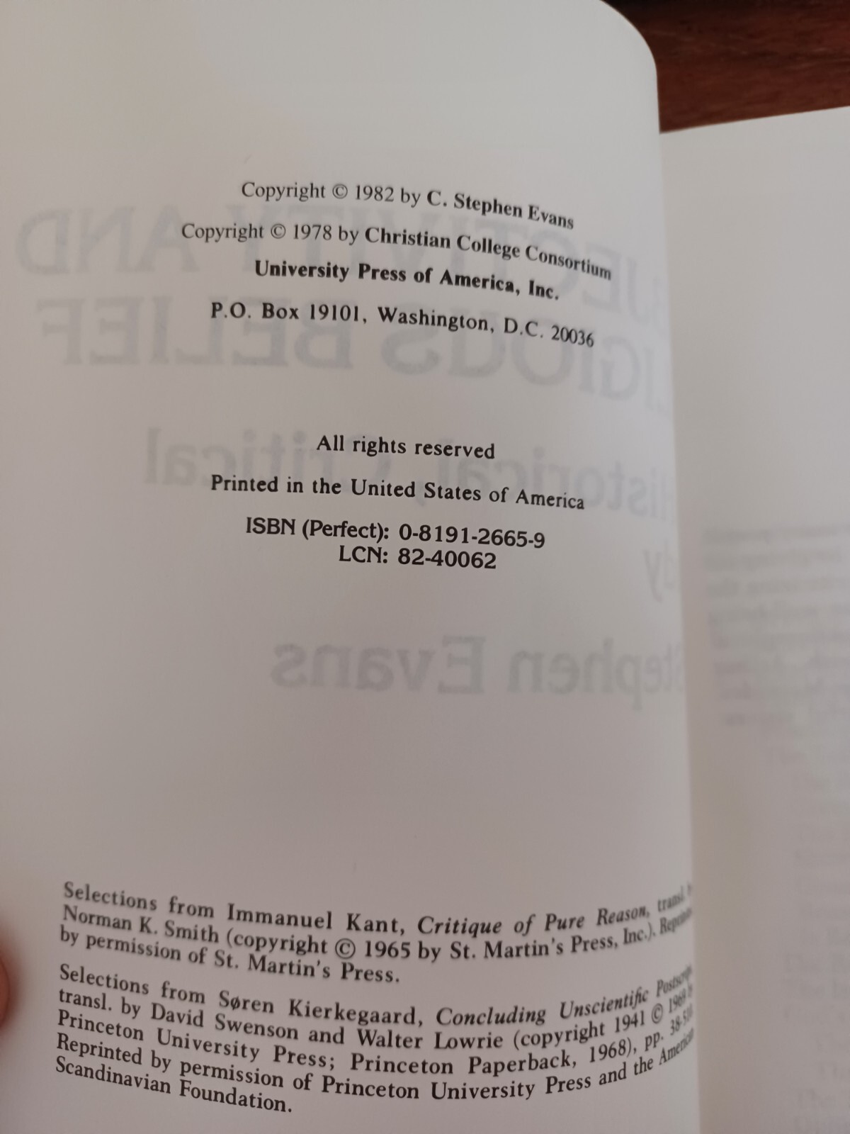 SUBJECTIVITY AND RELIGIOUS BELIEF: AN HISTORICAL, CRITICAL STUDY – C. S. Evans