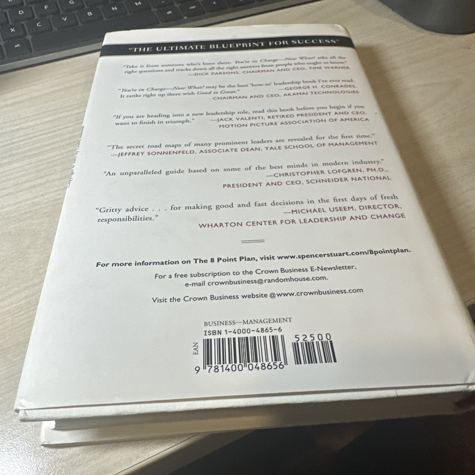 YOU’RE IN CHARGE–NOW WHAT: THE 8 POINT PLAN By Thomas J. Neff & James M. Citrin