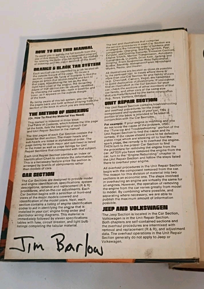 Chilton’s Auto Repair Manual Book; American Cars from 1966 to 1973