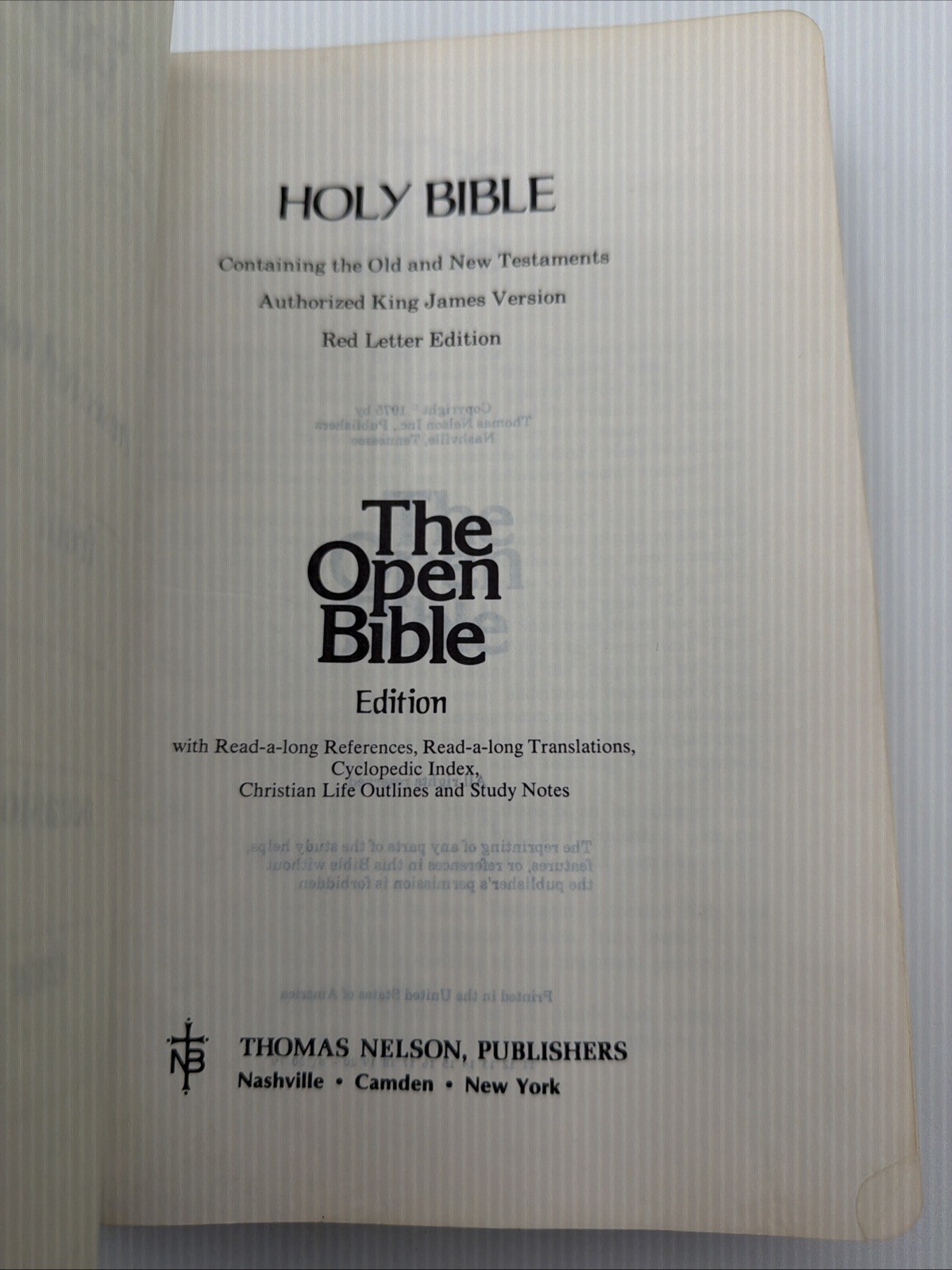 Holy Bible The Open Bible Edition Nelson 658BR Brown Leather 1975 Red Letter