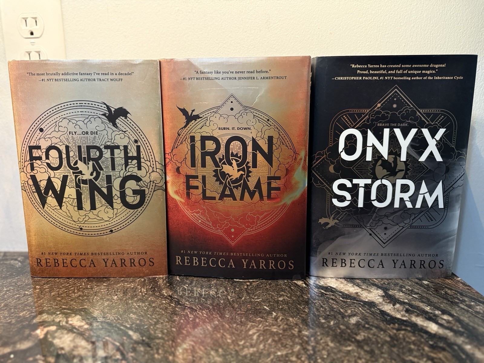 Rebecca Yarros Fourth Wing, Iron Flame, Onyx Storm – Hardcover Book Lot Of 3