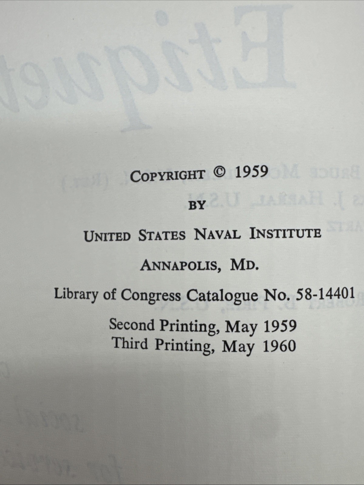 1959 Navy Service Etiquette by Bruce McCandless US Naval Institute