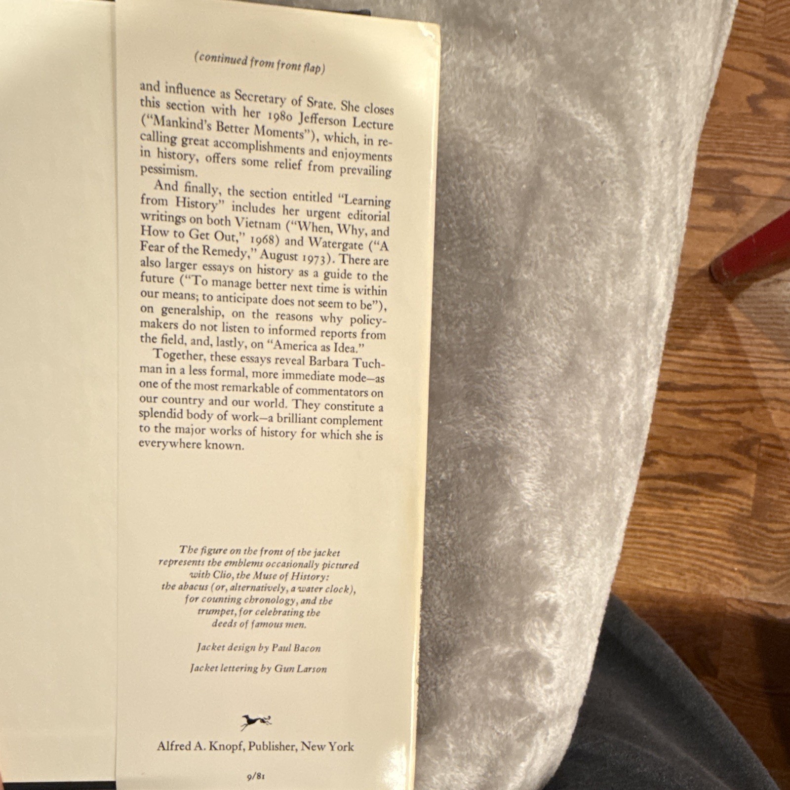 Barbara W. Tuchman Selected Essays: Practicing History HC, Knopf, 1981 DJ