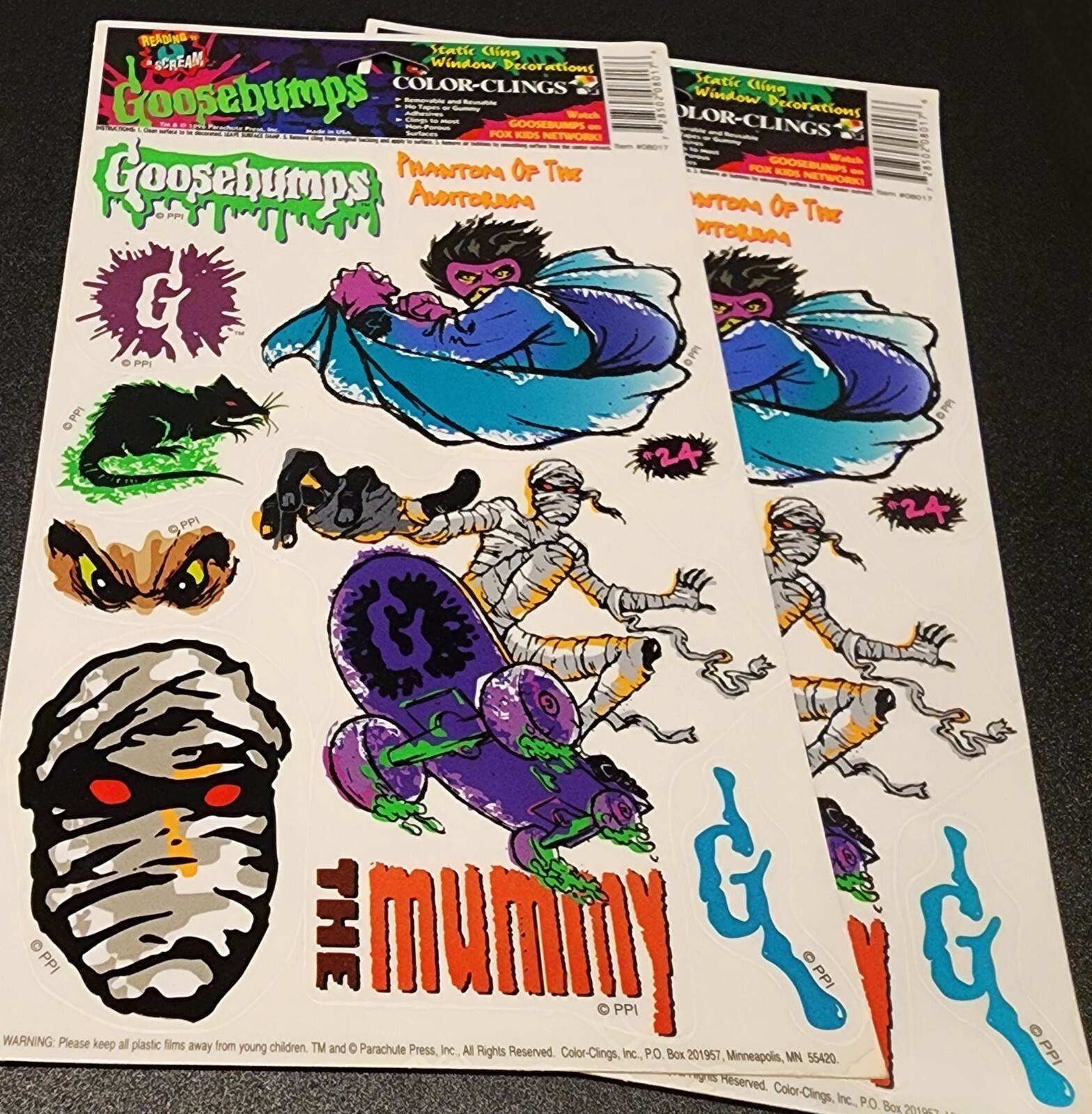 Goosebumps Window Clings – New 1996 Rare Vintage 4 Sheets, 2 Styles Collectable