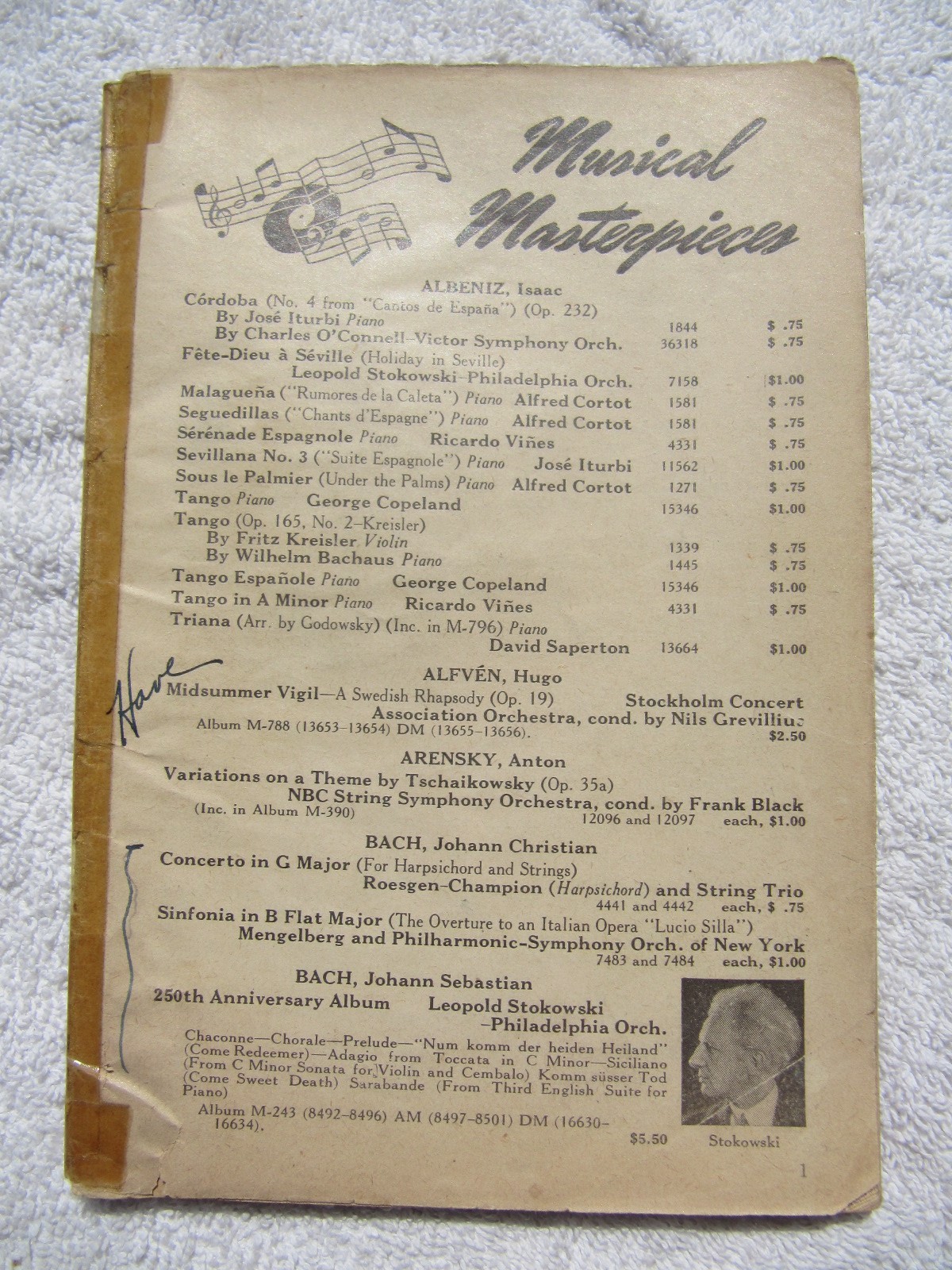 1941 Victor Records MUSICAL MASTERPIECES ALBUMS Catalog Orchestra Opera Concert