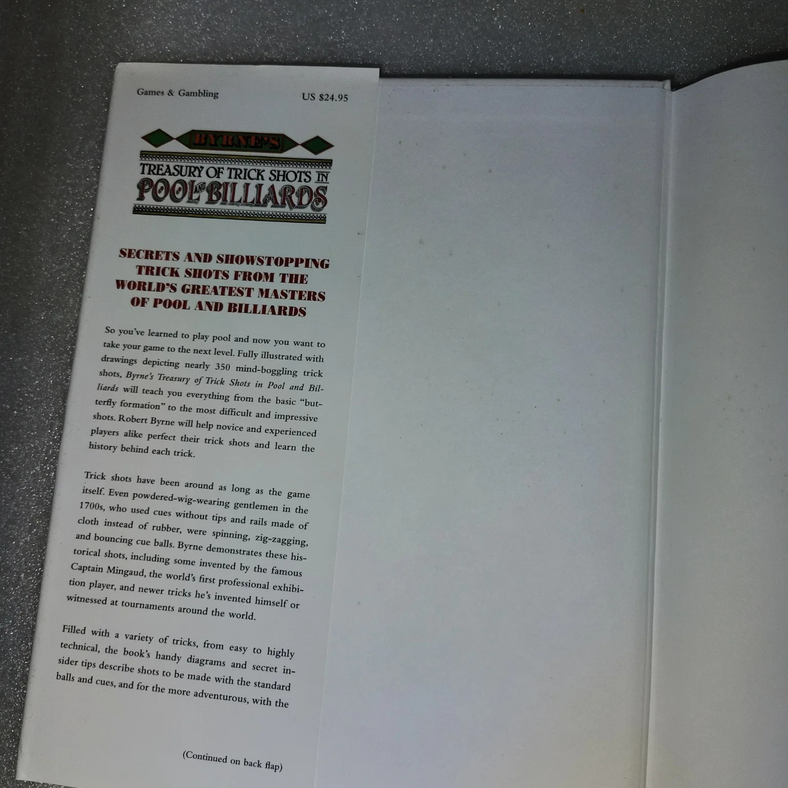 Byrne’s Treasury of Trick Shots Pool & Billiards Robert Byrne 2012 Skyhorse HC