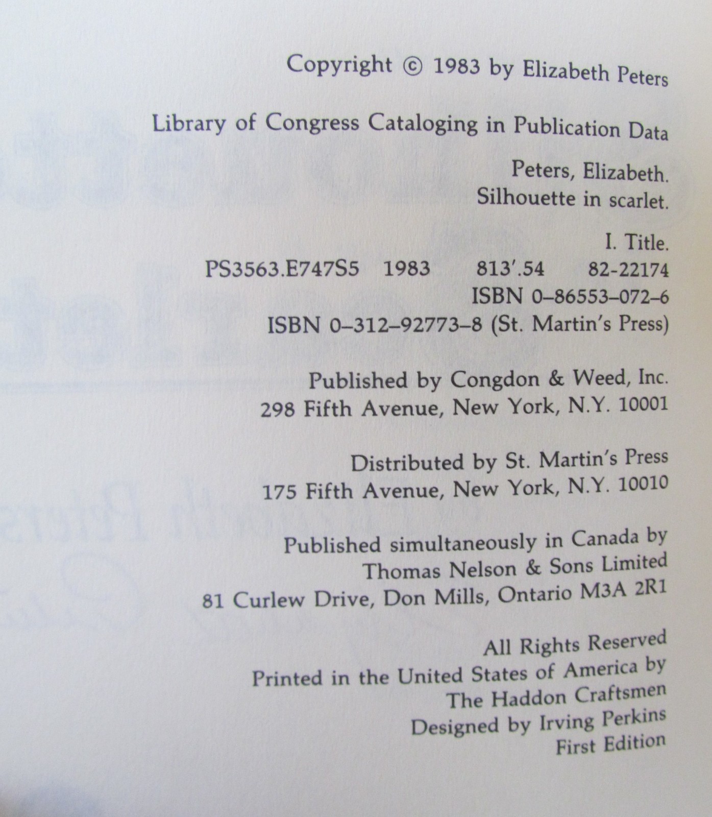 RARE SIGNED Silhouette in Scarlet by Elizabeth Peters 1983 · 1st Edition