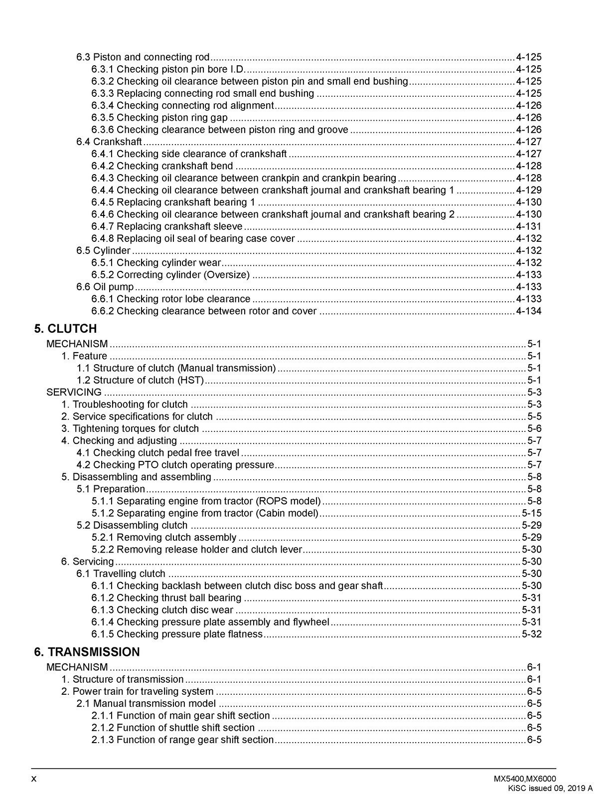KUBOTA MX5400 MX6000 WORKSHOP MANUAL WSM, BOUND, COVERS, XL FOLDOUT PAGES!
