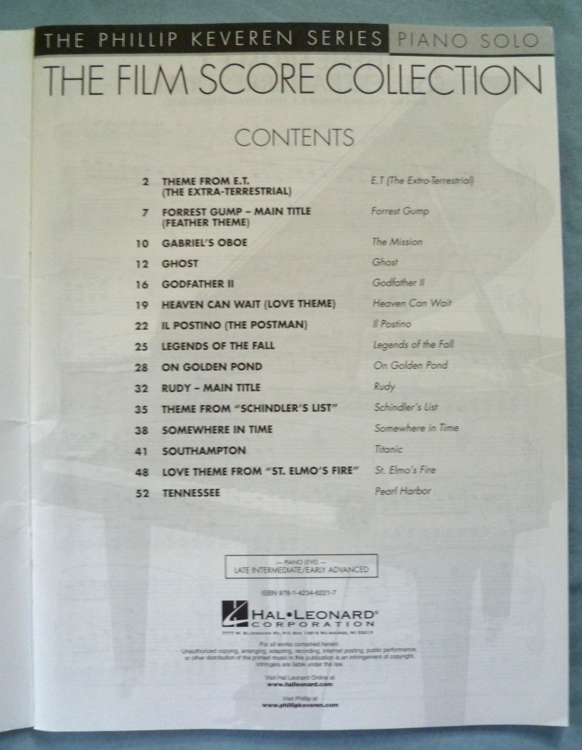 PHILLIP KEVEREN SERIES FILM SCORE COLLECTION, PIANO SOLO, 15 SONGS/56 PAGES
