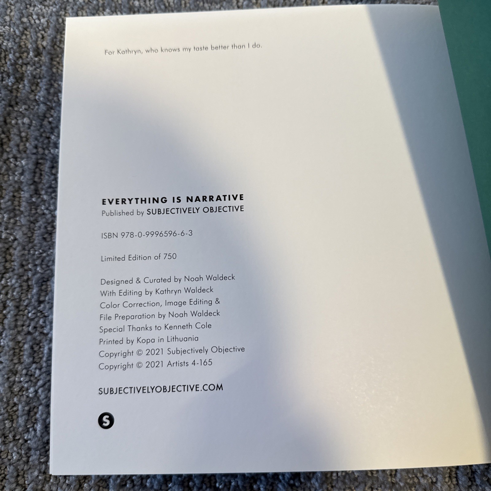Everything Is Narrative Subjectively Objective First Edition Hardcover Photobook