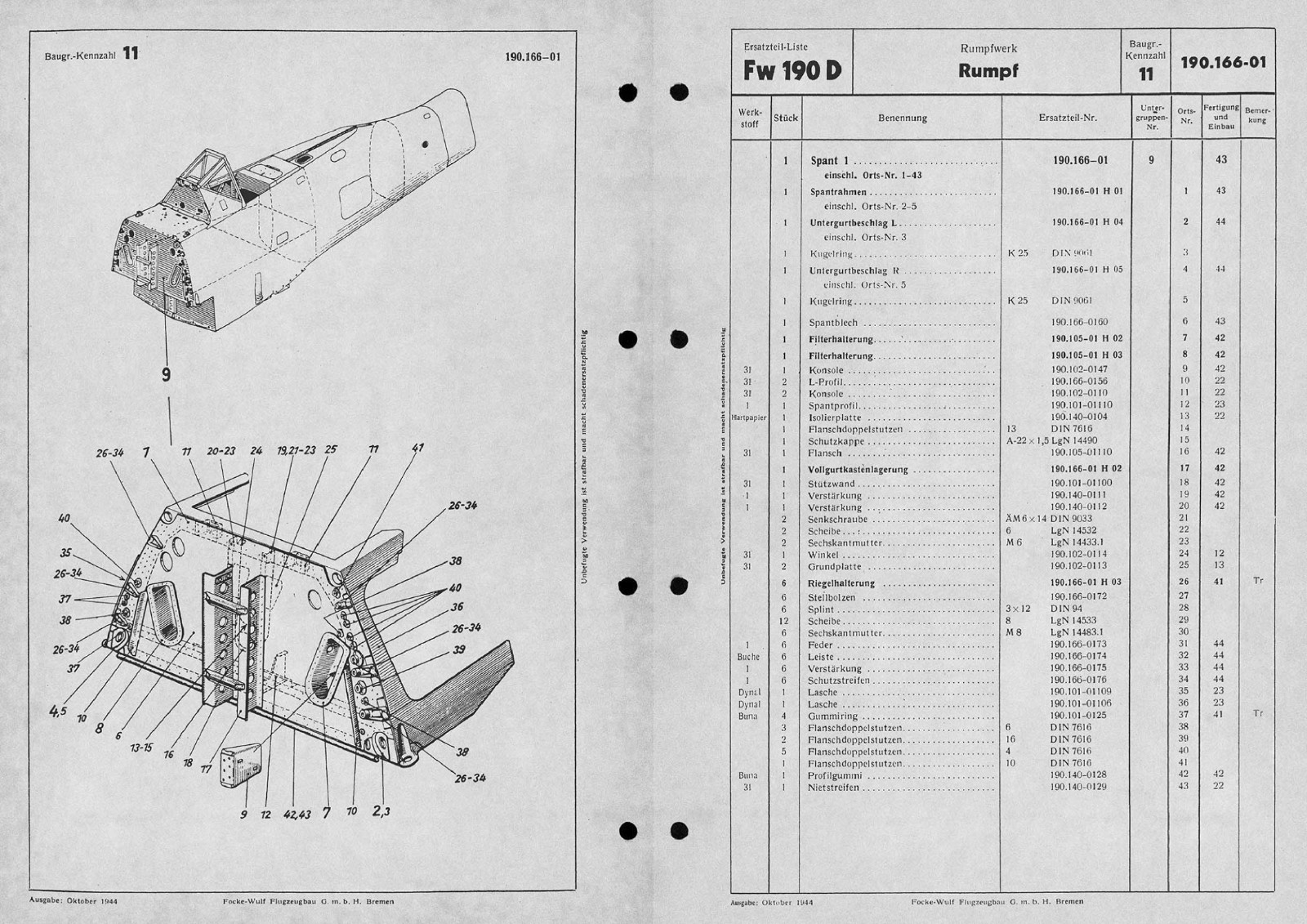 WWII German Parts Manual 1000+ pages ! ILLUSTRATED For Focke Wulf FW190 D-9