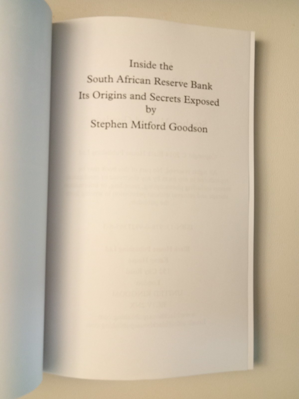 Inside the South African Reserve Bank by Stephen Goodson PB
