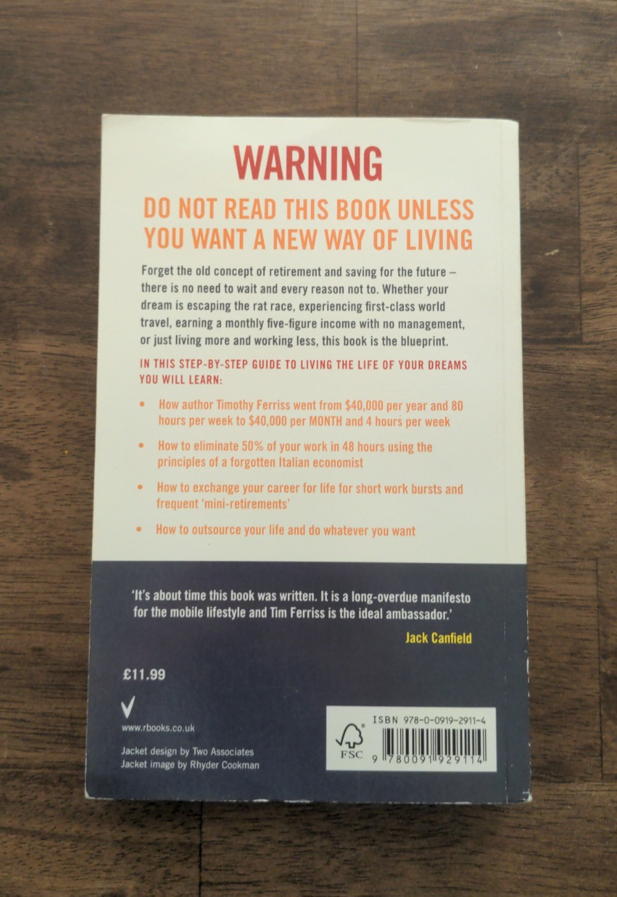 The 4-Hour Work Week – Timothy Ferriss – Paperback Book (2011) – Good Condition