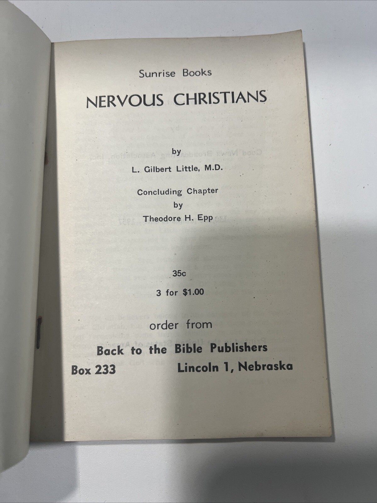 1957︱ Sunrise Books︱ Nervous Christians︱ L. Gilbert Little︱ Softback Book
